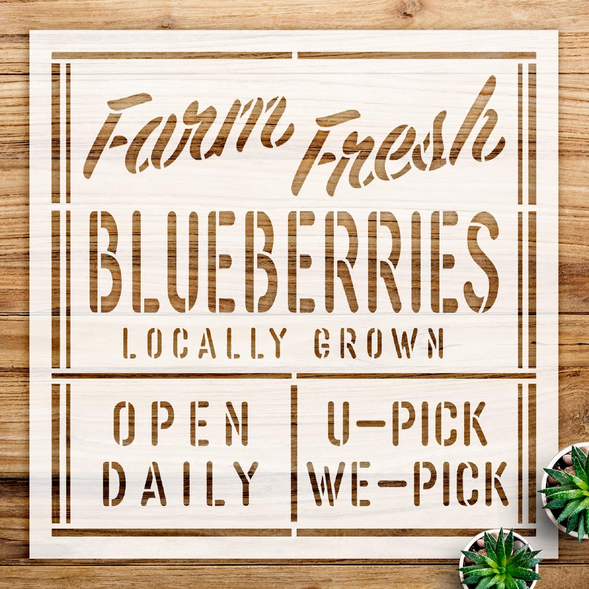 Blueberries Stencil Pattern for Walls and Crafts, Reusable Mylar Template, Ideal for Farmhouse Kitchen Decor and DIY Projects - Size A2 (16.5