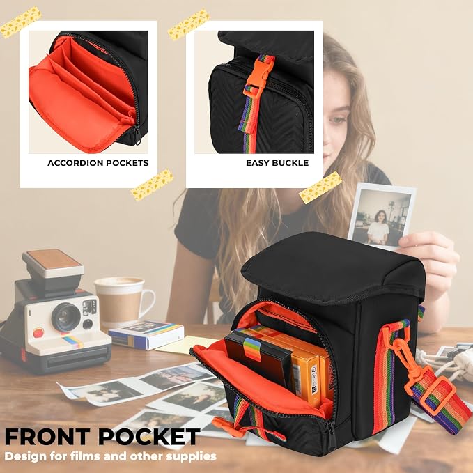 Bolso Funda de Cámara Compatible con Polaroid Now Negro miniatura 5