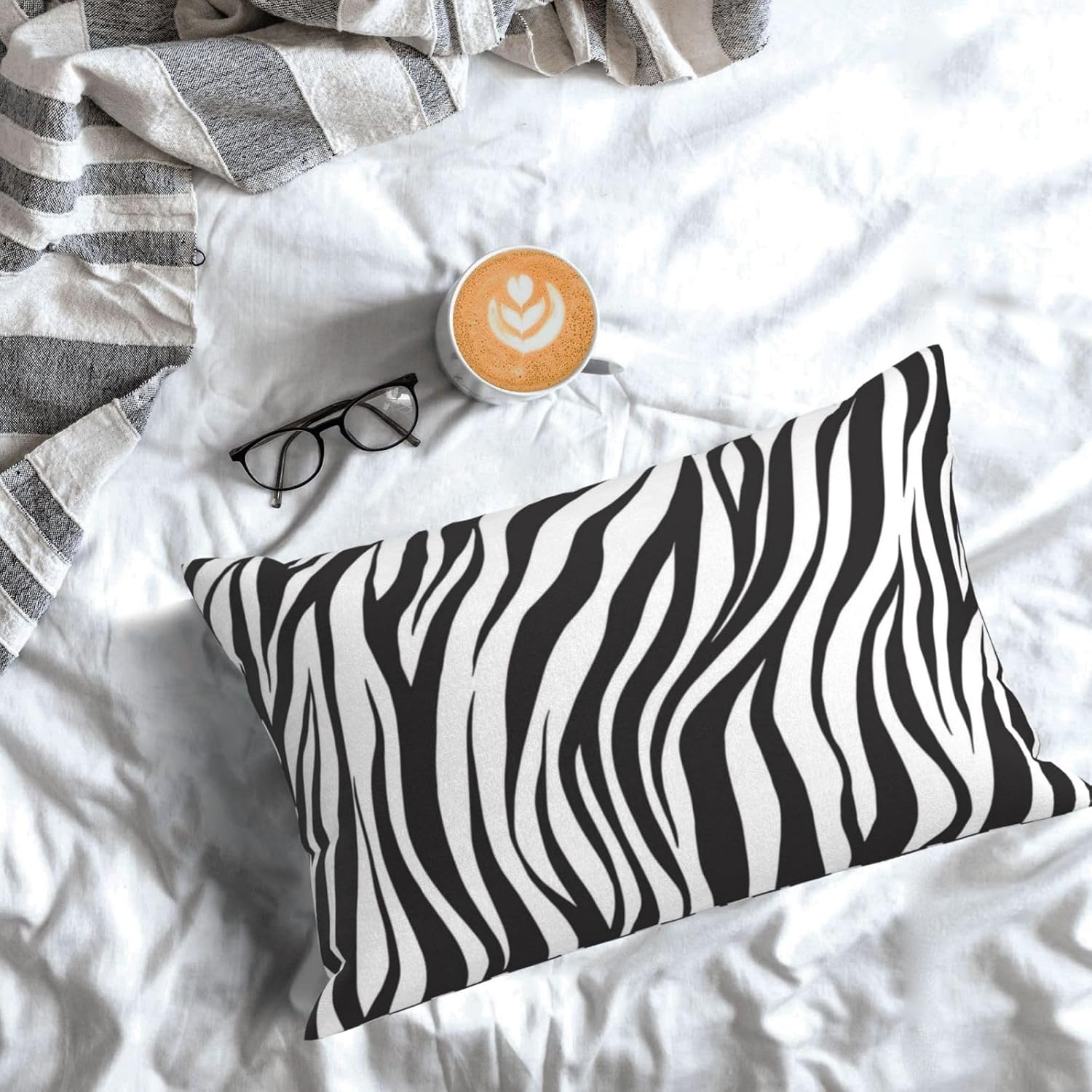 Zebra Print Striped Pillow Cover 12x20 Set of 2,Black and White Throw Pillow Covers Farmhouse Outdoor Pillow Cushion Case for Couch Living Room Bedroom Bed Sofa Modern Home Decor - Image 4