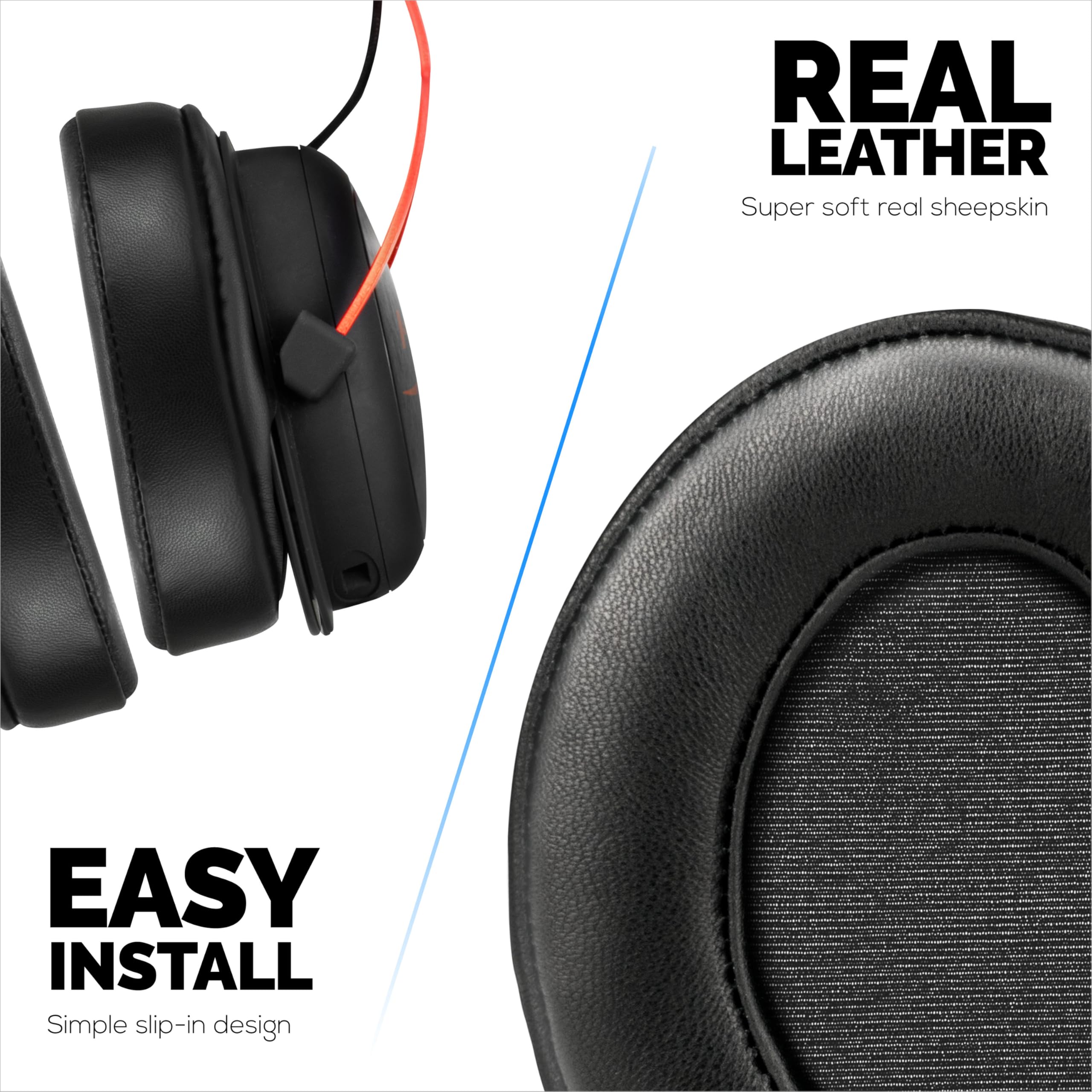 Gel-Ohrpolster aus Schaffell für HyperX Cloud 1, 2 Wireless, Core, Flight S, Alpha S Headsets und mehr, weiches Leder, kühlendes Gel, extra Komfort, strapazierfähig und langlebig Brainwavz