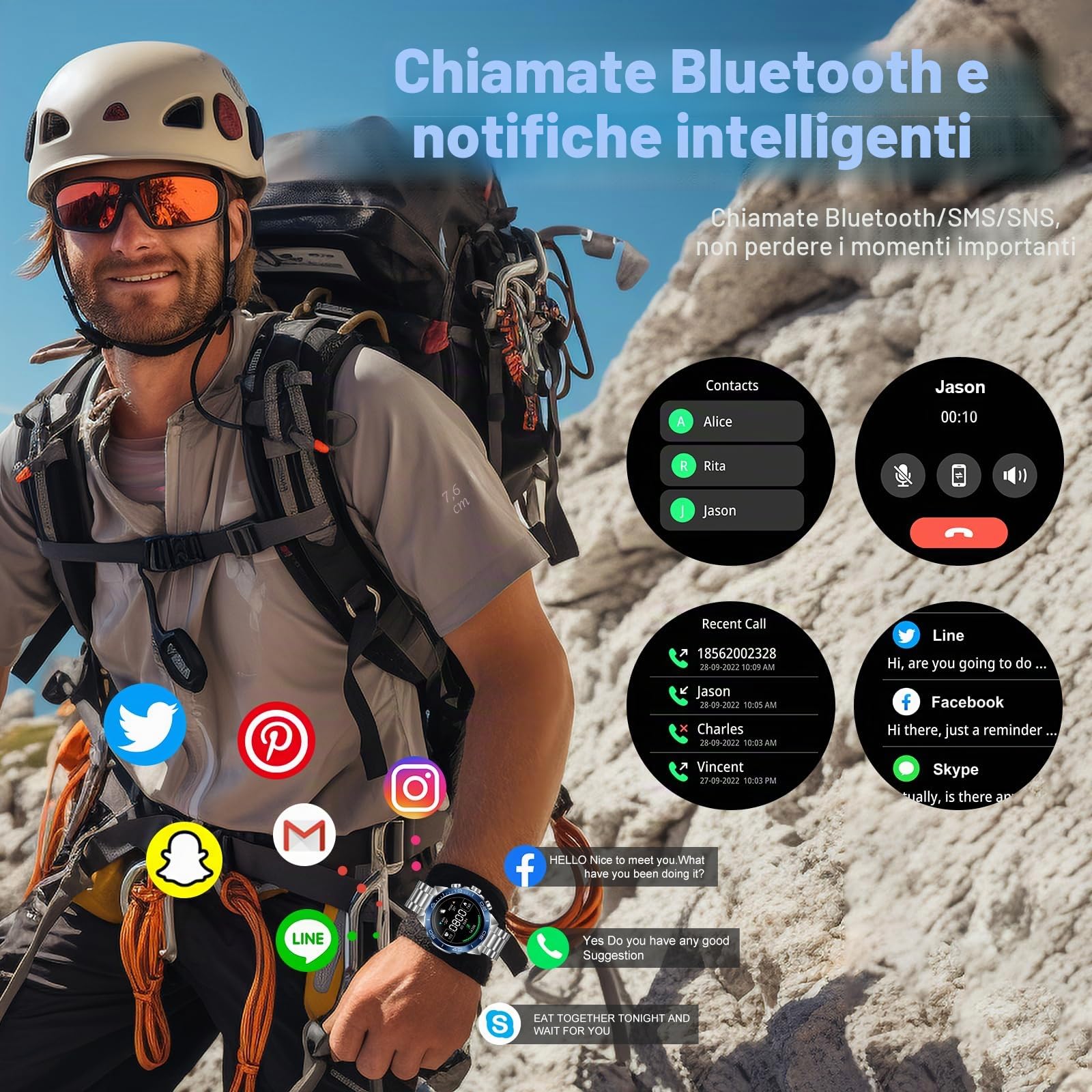 Smartwatch Uomo Impermeabile con Sport Contapassi
