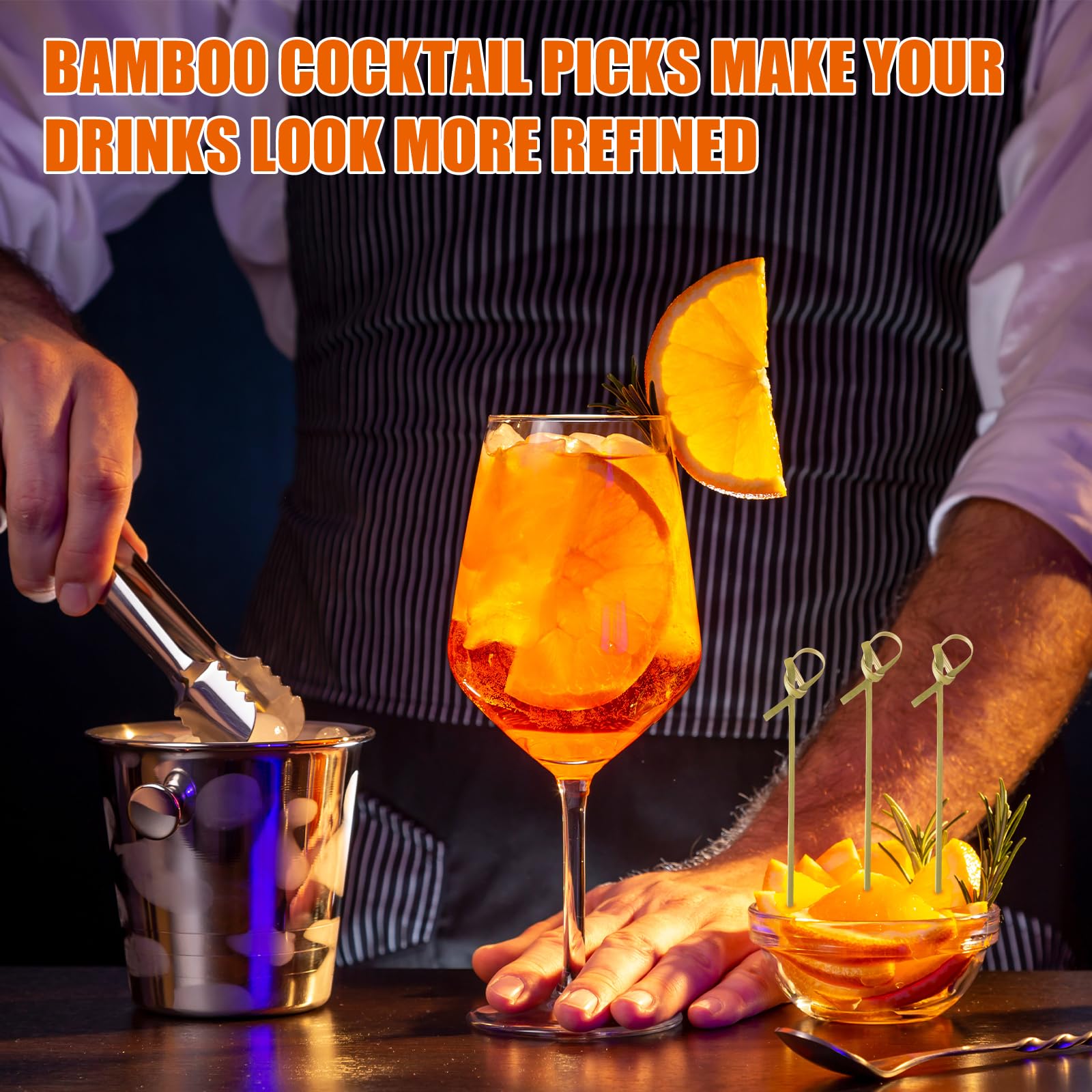 Nuogo 2000 Pcs Bamboo Cocktail Picks 4.13 Inch Bamboo Sticks Bamboo Skewers Fruit Toothpicks For Appetizers Handmade Food Picks Cocktail Skewer With Looped Knot For Party Snacks Sandwiches Drinks
