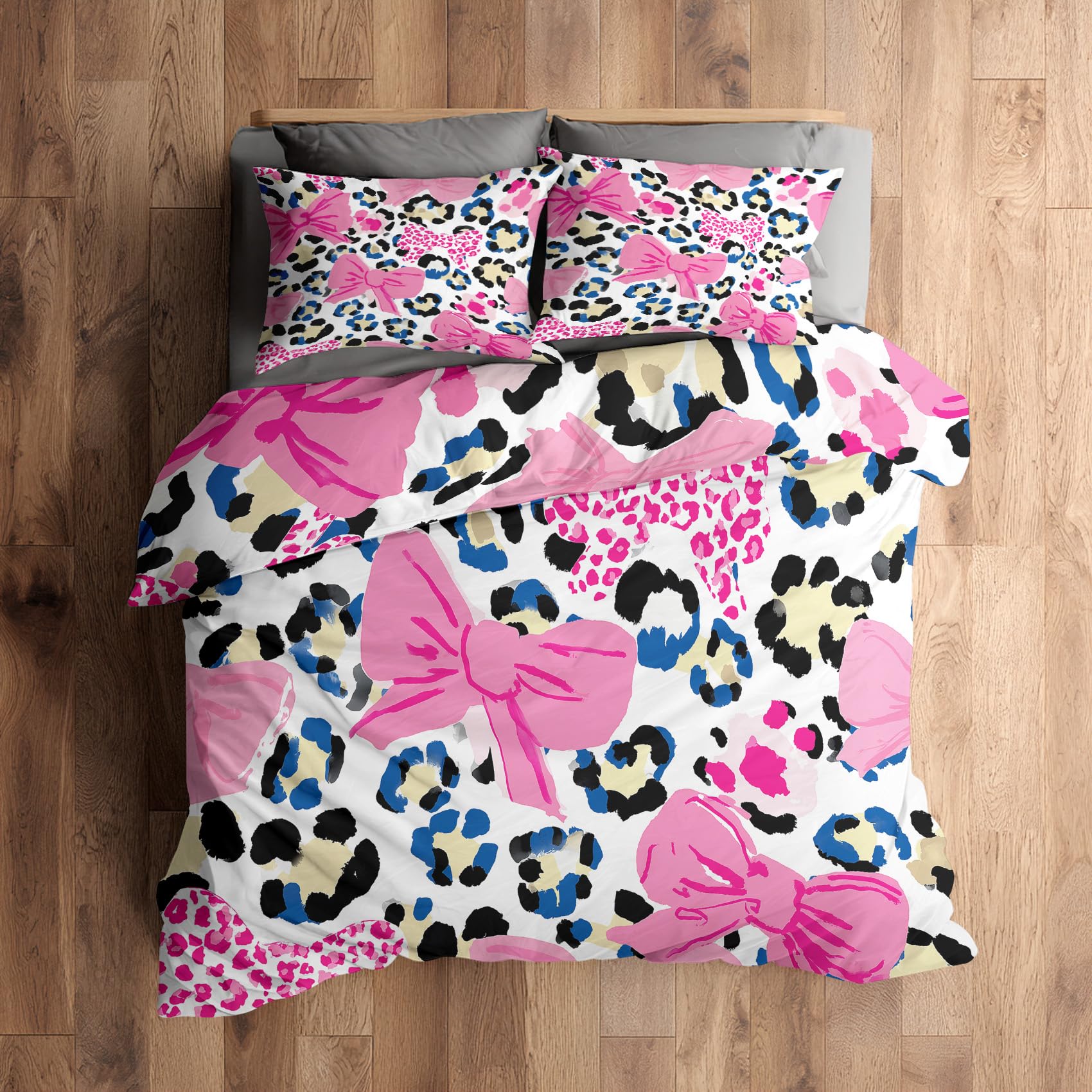 Housse de couette 200x200 léopard réversible en microfibre douce avec zippée