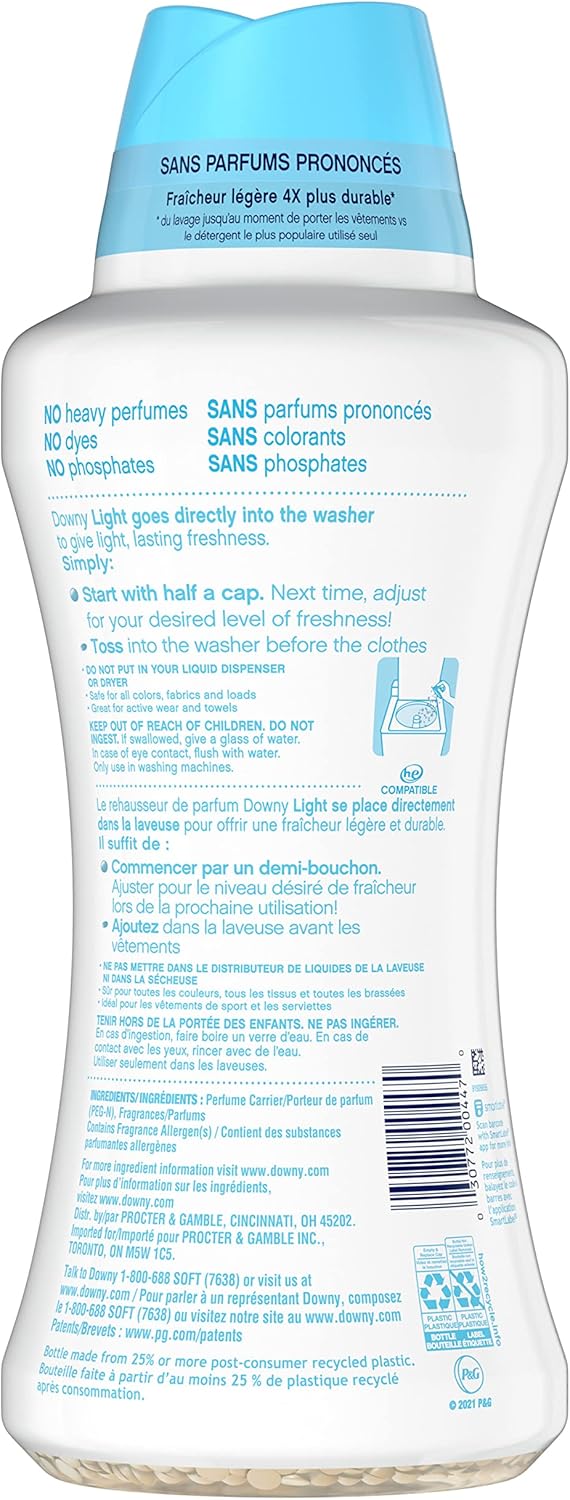 Downy Light Laundry Scent Booster Beads for Washer, Ocean Mist, 26.5 oz, with No Heavy Perfumes