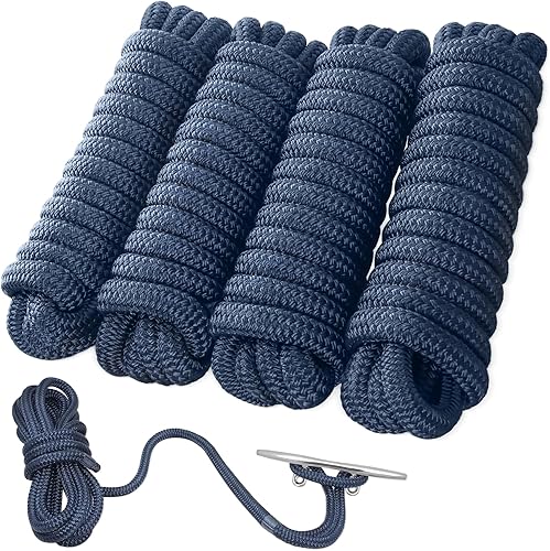 Vista 15 de AOLEBA Líneas de muelle de barco de 3/8 pulgadas x 15 pies para barcos, cuerda de nailon trenzado doble para barco, líneas de barco para Rojo