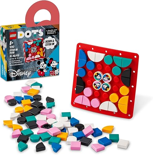 LEGO DOTS - Parche cosido de Mickey y Minnie Mouse de Disney, 41963, kit de fabricación de insignias de juguete para decorar ropa, mochilas y más,