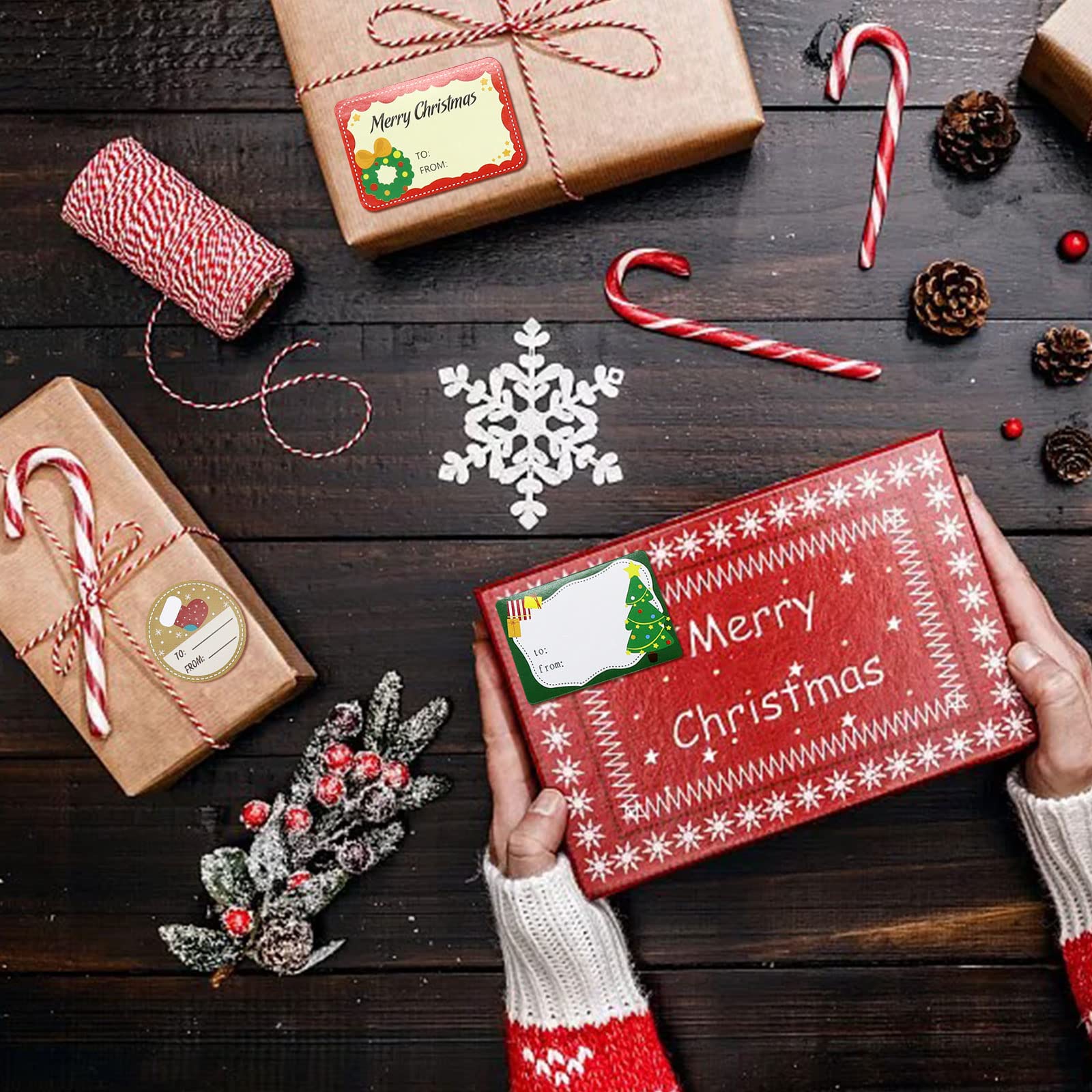 Étiquettes Autocollantes De Noël - 108 Pcs, 12 Feuilles Avec Père Noël