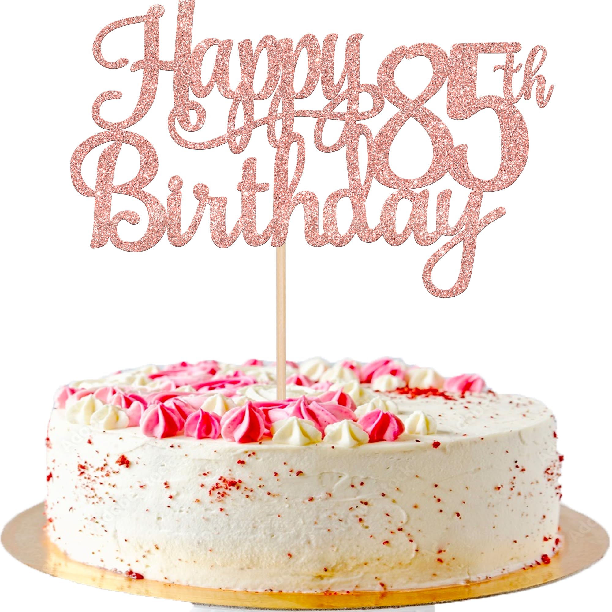 Happy 85th Birthday Cake Topper - Gold Glitter 'Cheers To 85 Years' Decoration