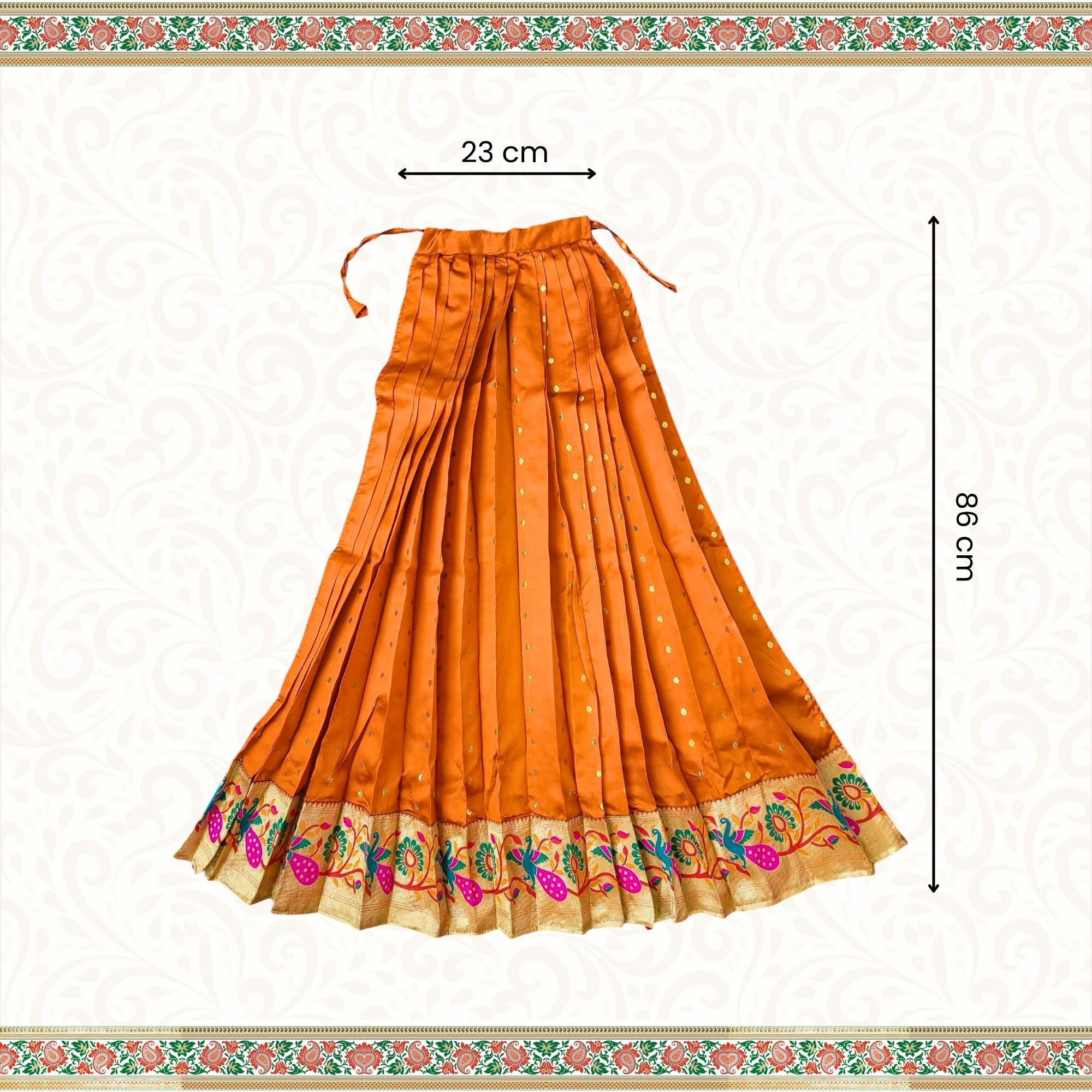 PUNYATVA Gudhi Vastra for Gudhi Padwa Festival (Paithani, Orange) | Traditional Maharashtrian Gudi Cover Saree Cloth for GudiPadva | Readymade Ugadi & GudhiPadawa Decoration Pooja Décor 3