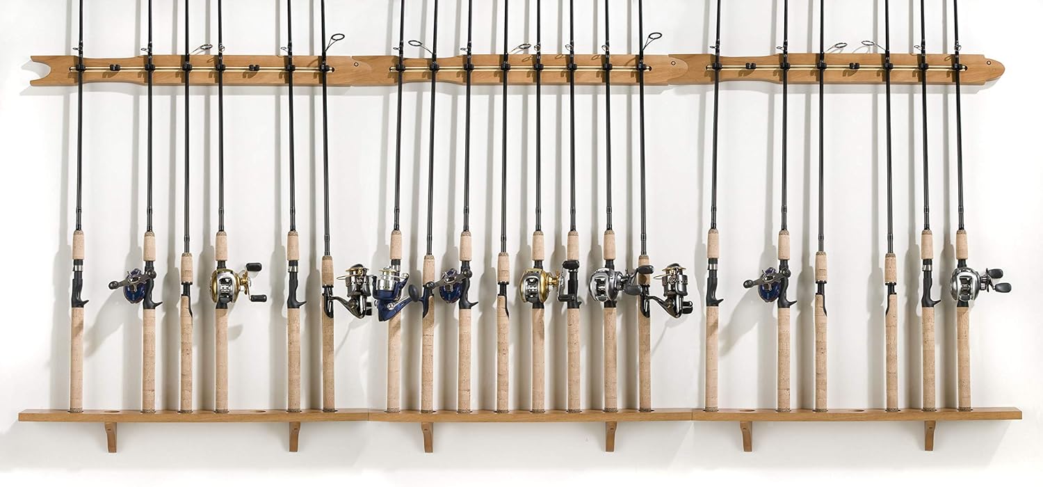 Old Cedar Outfitters Modular Wall Rack for Fishing Rod Storage, Holds up to 8 Fishing Rods, Pine, Finish, 8 Capacity : Fishing Rod Racks : Sports & Outdoors