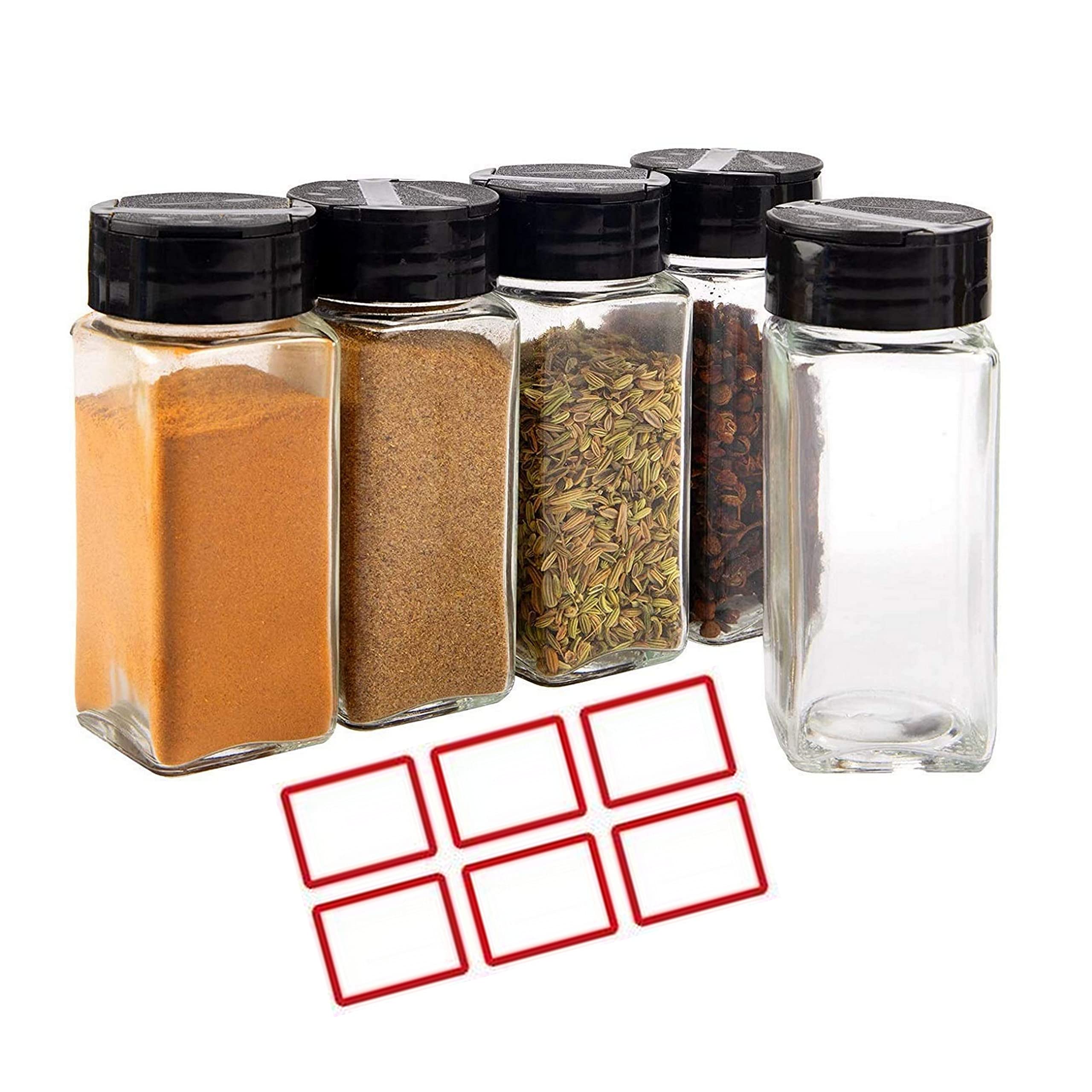 Anirdesh 120 ML Glass Square Spice Condiment Bottle with Black Sifter Two Sided Sifter Cap (2)