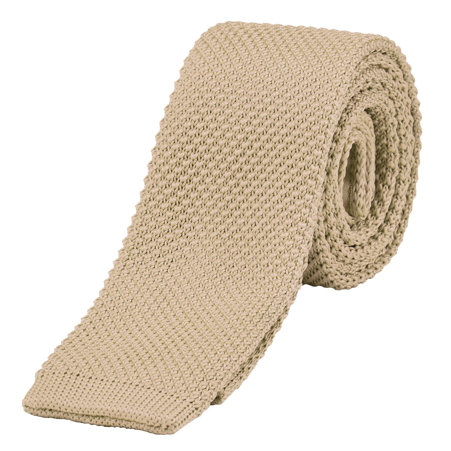 Dondon Men's Beige Knit Knitted Tie Slim