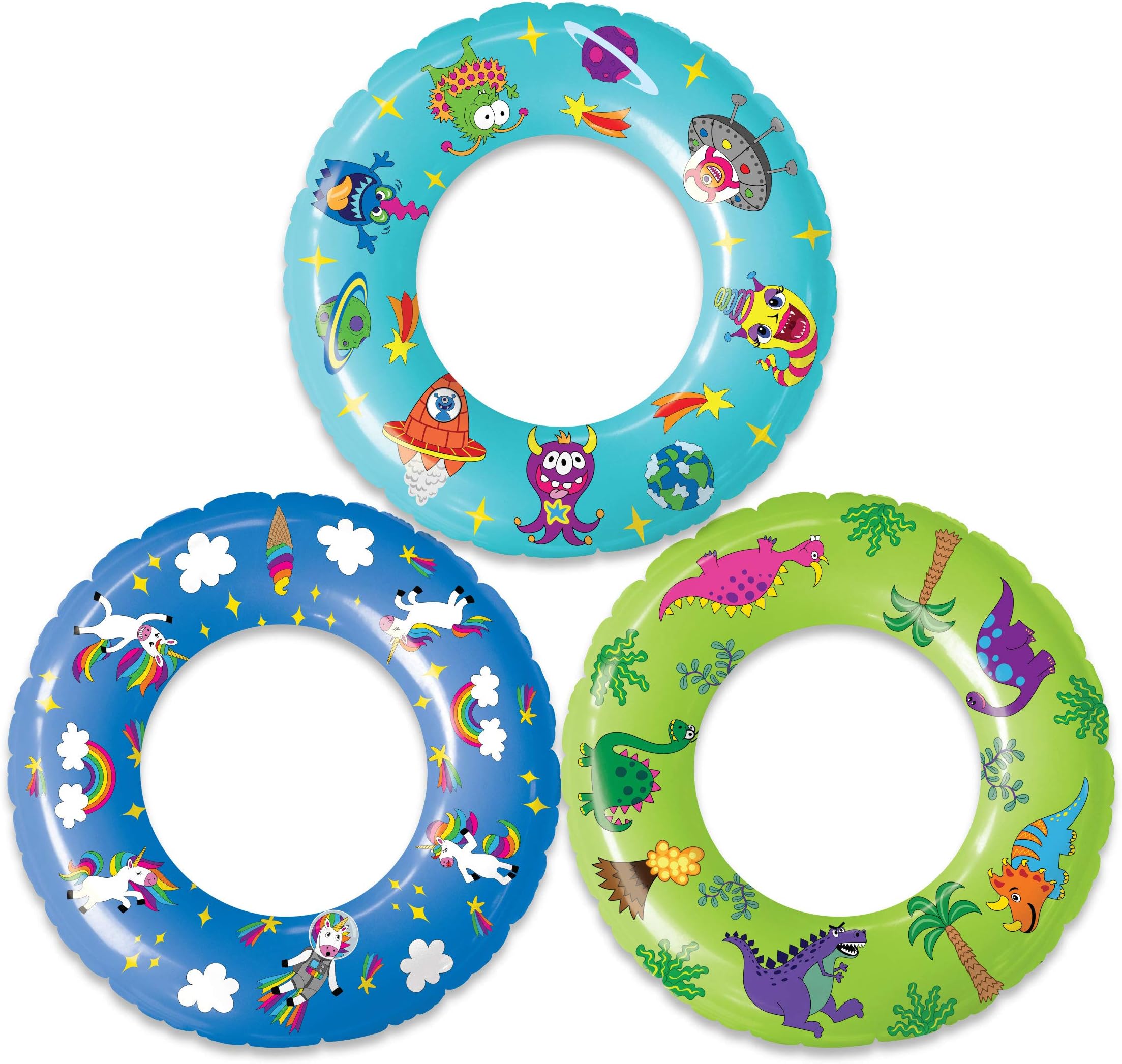 USA Toyz Flying Disc - Flying Rings for Adult and Kids, 3 Pack Beach and Pool Toys - Flying Rings with Original Designs (Unicorns, Dinosaurs, Aliens)