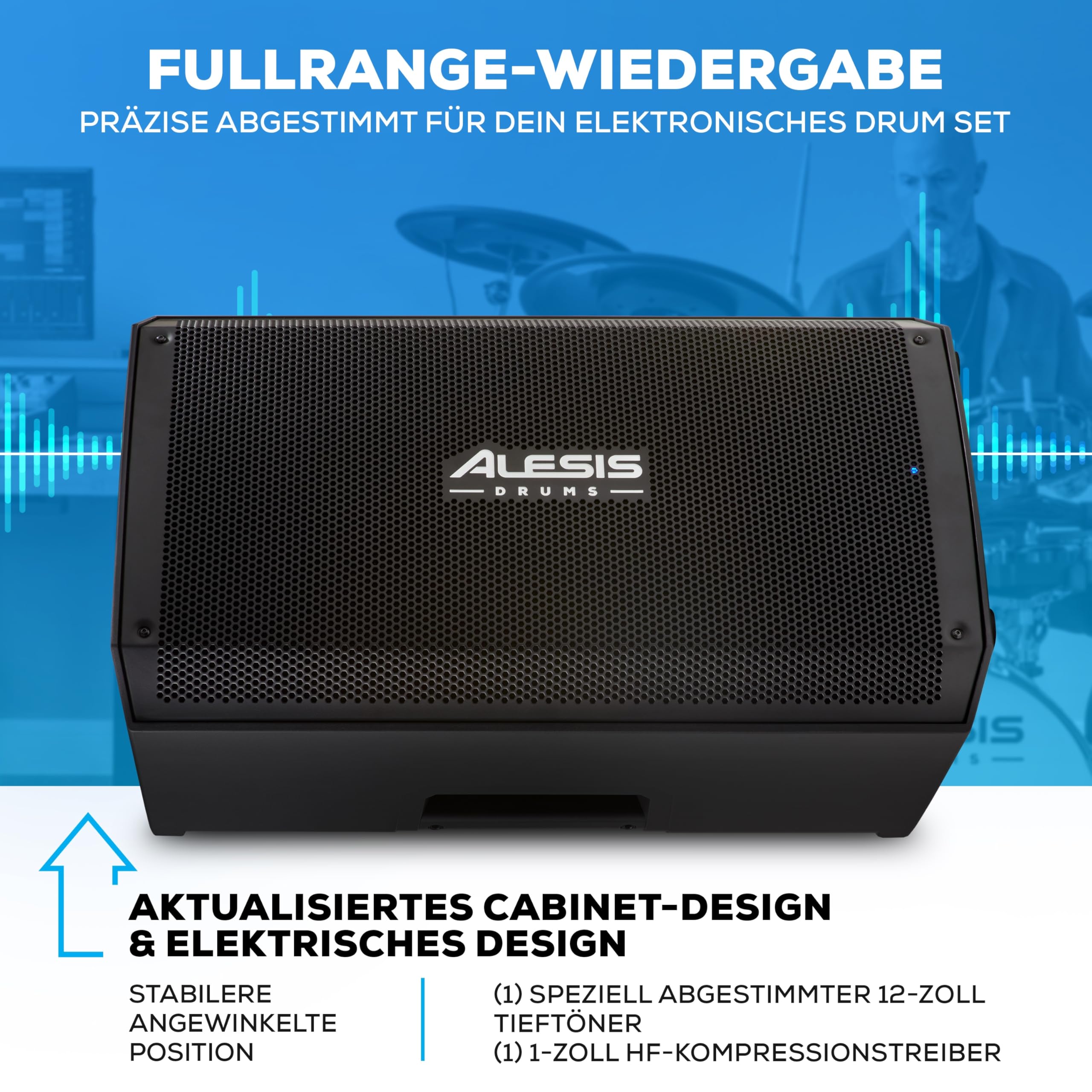Alesis Strata Core und Strike Amp 12 MK2 - E Schlagzeug mit Triple Zone Becken, Active Magnetic Hi-Hat und 12 Zoll 2500W Drum Amp Lautsprecher für elektronisch Schlagzeug, mit Bluetooth