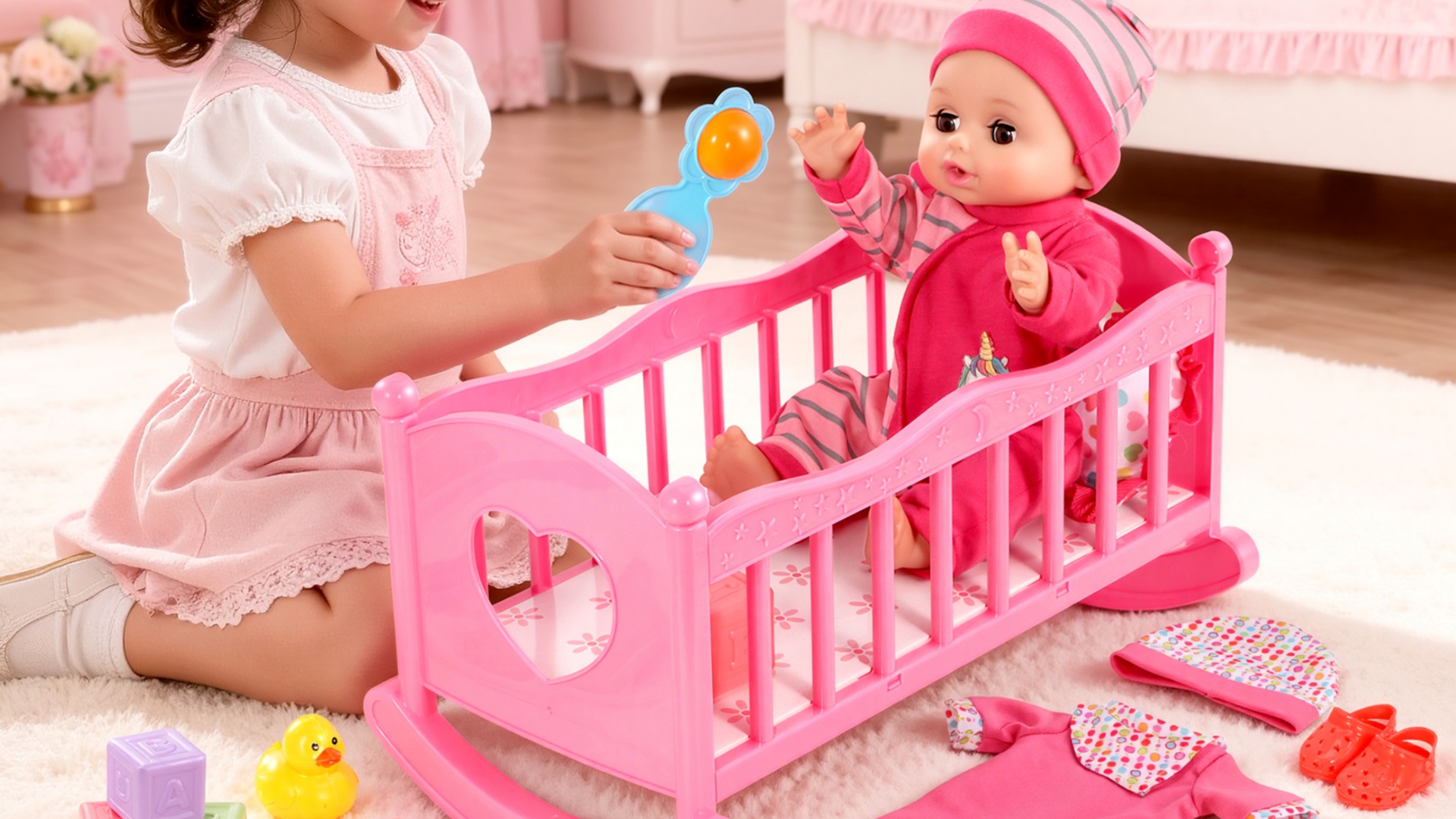 Amazon.com: DRAMATION 12'' Interactive Baby Doll Set with Crib and