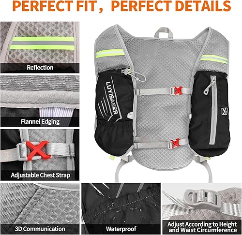 Miniatura 2 de Desoto Mochila de hidratación, chaleco ligero para correr y ciclismo para senderismo, escalada y campamento