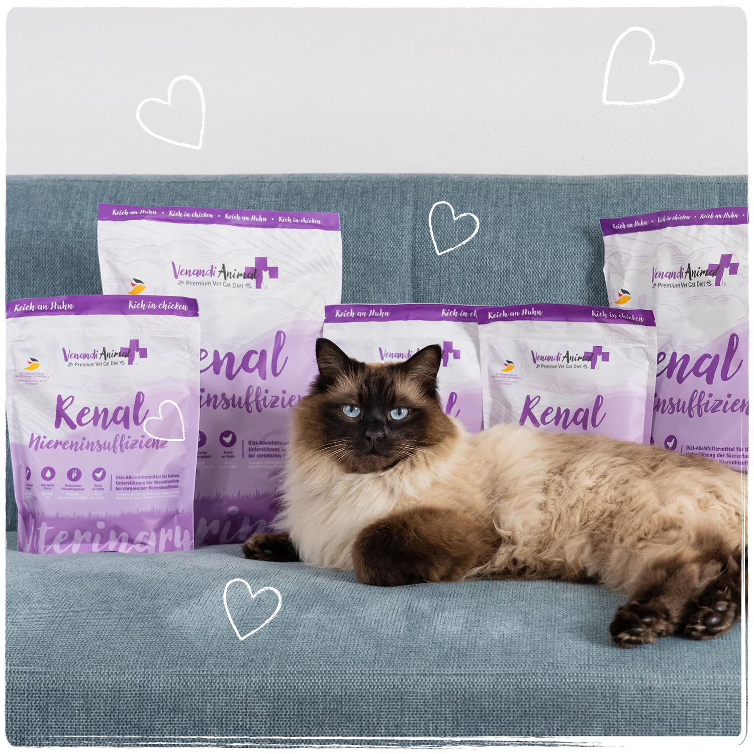 Venandi Animal Vet – Sucha karma premium dla kotów - Dieta – Niewydolność nerek/Renal – Kurczak, 1er Pack (1 x 1,5kg),bezzbożowy