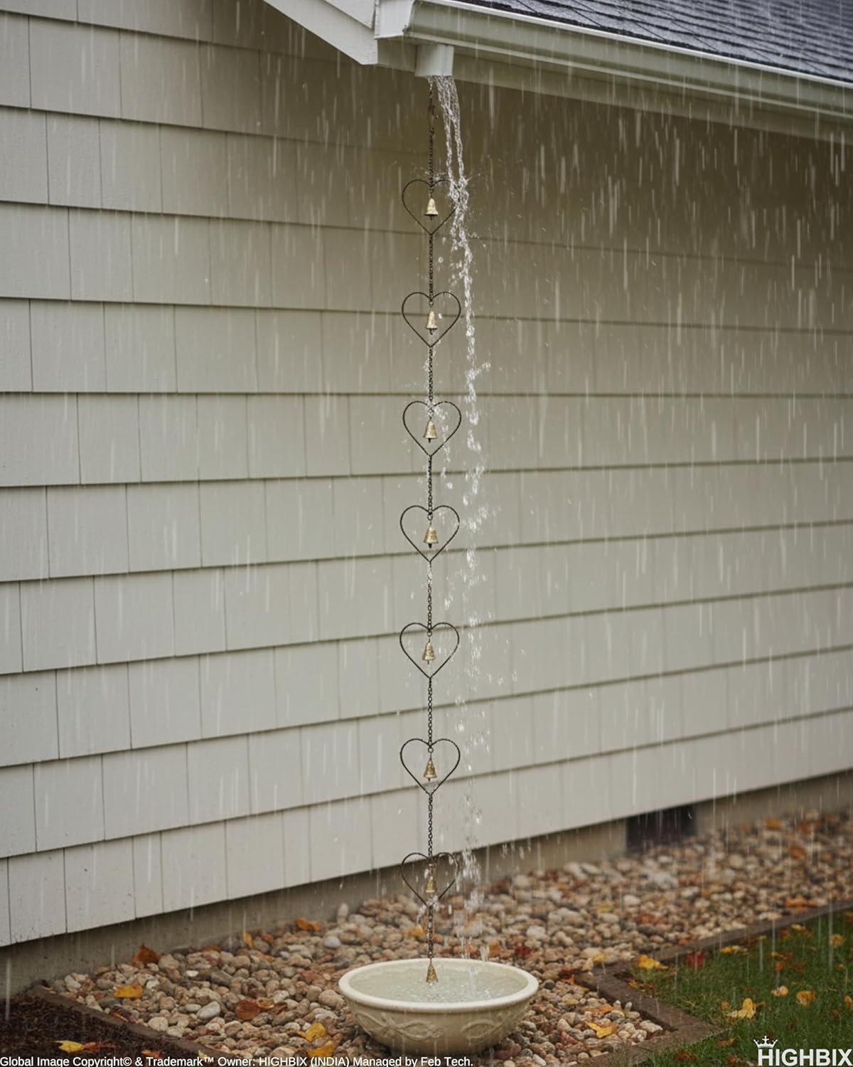 HIGHBIX Rain Chain 8ft Handmade Garden Display Hanging Replacement for Gutter Downspouts Black Powder Coated (Theme 6)