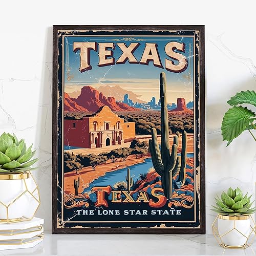 Pera Print Póster de Texas, póster de viaje de estilo retro de Texas, impresión artística de Texas, póster de decoración de pared, póster vintage de