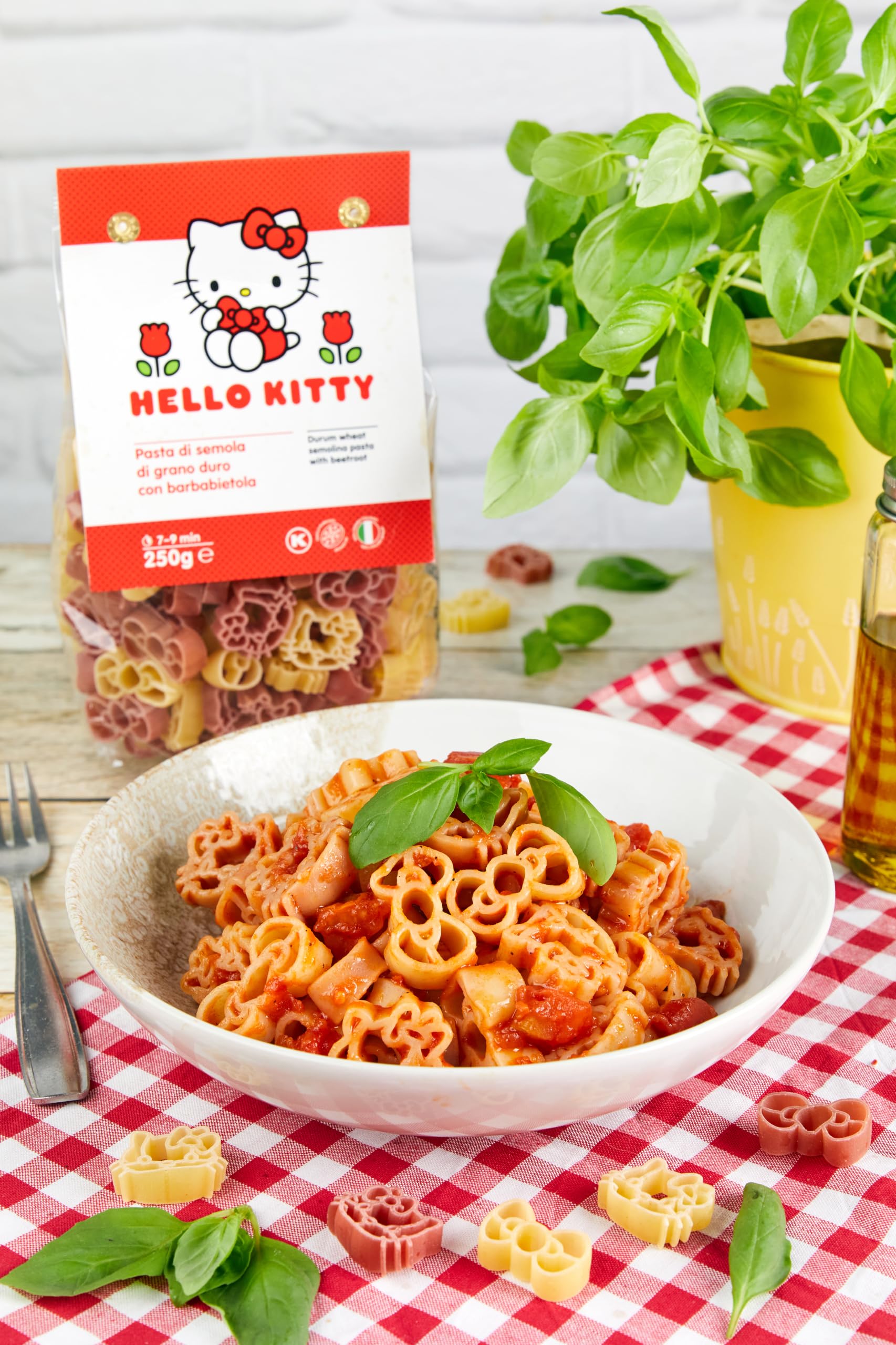 Dalla Costa Hello Kitty Bicolore Pasta mit Roter Beete – Vorteilspack 12 x 250 g – Italienischer Weizen – Bronze-gezogene Pasta