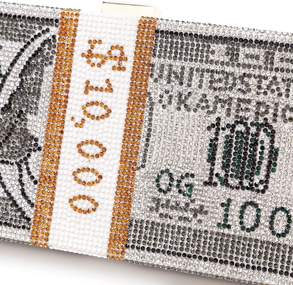 Covelin Dollar Clutch Purse for Women from, Rhinestone Evening Handbag Money Bag