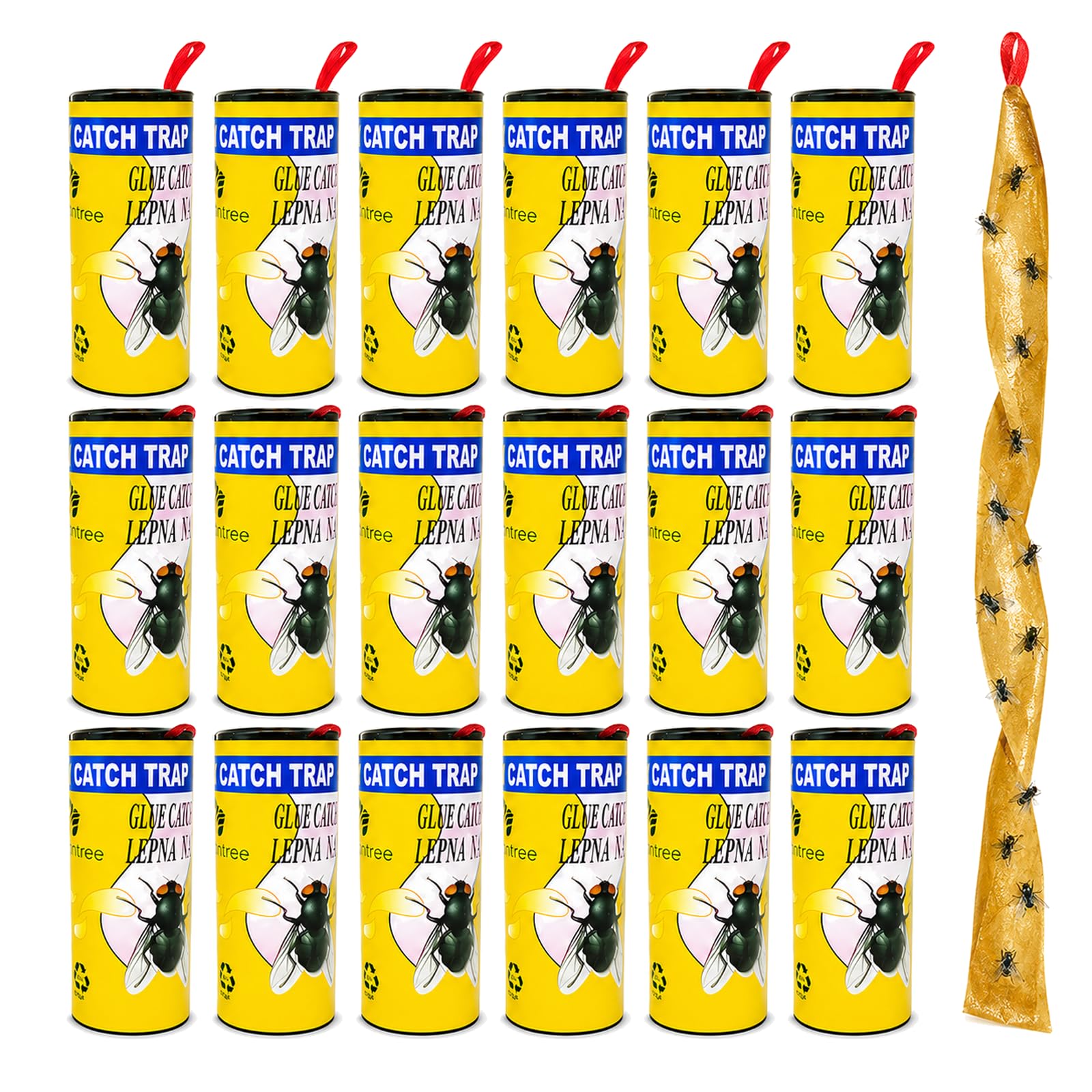 Sipokedy Sticky Fly Trap Strips, Fly Paper Catchers for Indoor Outdoor Use, Non Toxic Flying Insect Trap for Home Garden Greenhouse