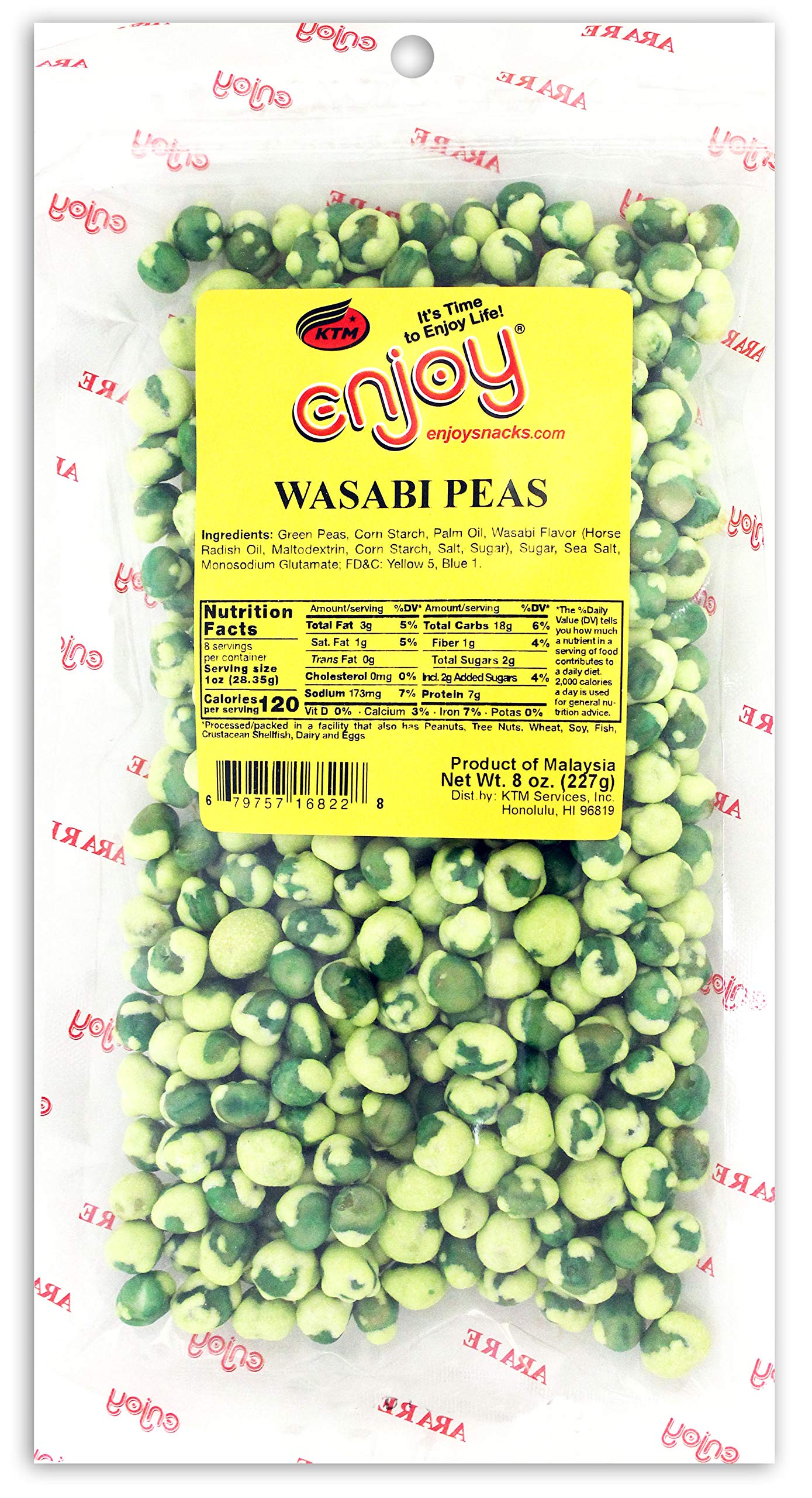 Enjoy Hawaii Snacks Wasabi Peas, 8 Ounce