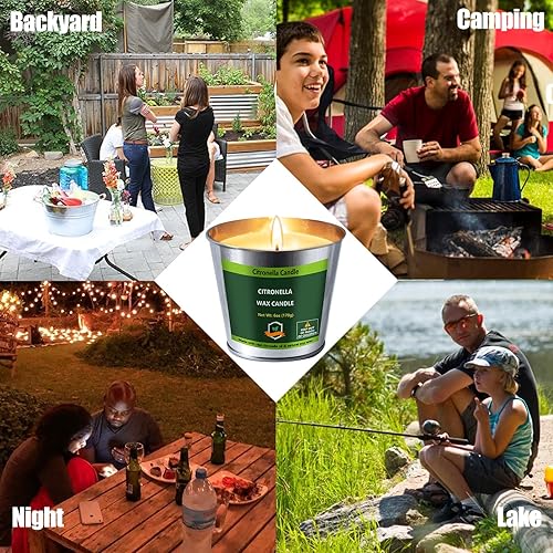 Miniatura 6 de Velas de citronela para interiores y exteriores, 6 onzas, paquete de 4 velas de citronela de 128 horas para fiesta exterior, patio, barbacoa,