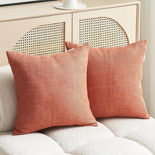 Jeanerlor Paquete de 2 fundas de almohada, fundas de almohada decorativas de lino y poliéster, color liso, moderna, estilo campestre, decoración del