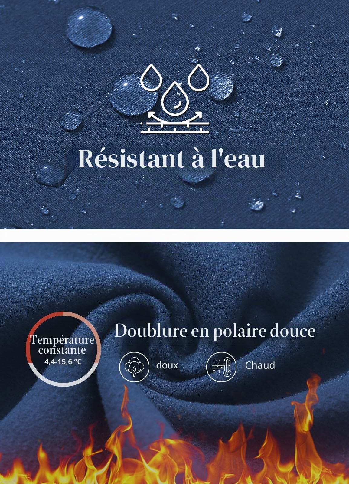 baleaf Pantalon Thermique pour Femme avec Poches randonnée, imperméable Coupe Bootcut Chaud d'hiver Cardamome Bleu Manche XL