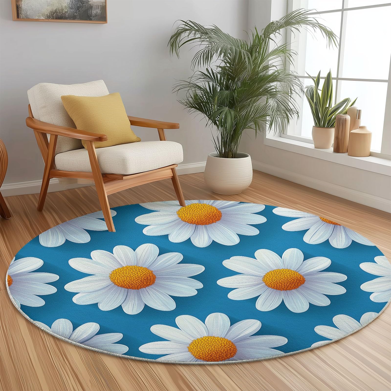 Tappeto rotondo da 245 cm, tappeto antiscivolo moderno in flanella per interni, lavabile, morbido, per cameretta dei bambini, stanza dei giochi, camera da letto, 245 cm, semplice e carino