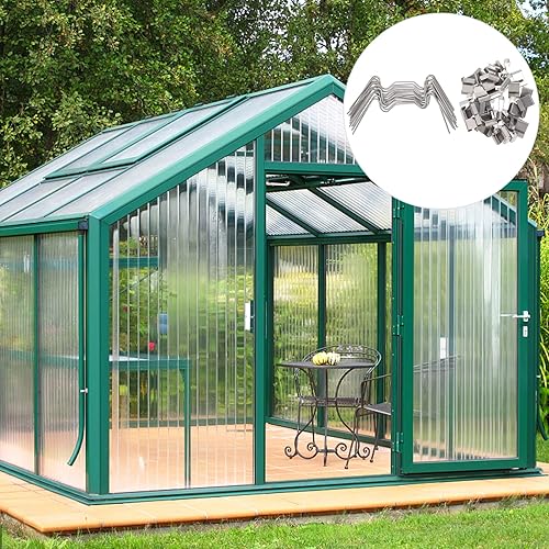 Miniatura 7 de Abrazaderas de vidrio para invernadero, 100 unidades, acero inoxidable, clip de resorte