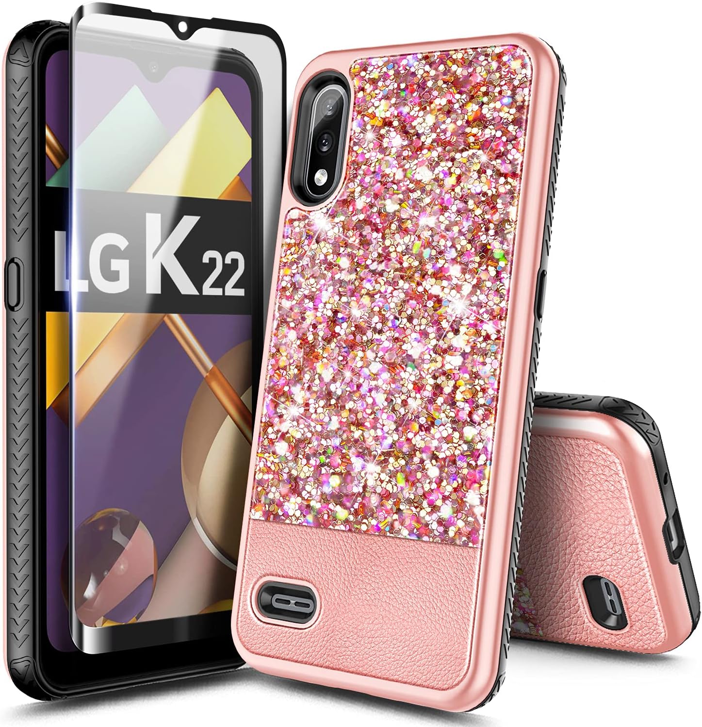 NZND Case for LG K22, LG K32/K22+ Plus with Tempered Glass Screen
