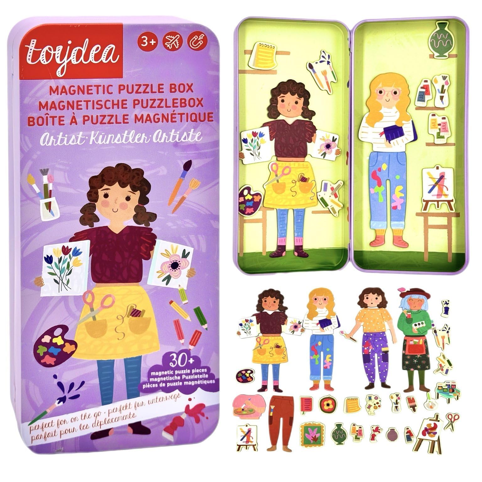 Toydea Magnetspiel Puzzle Box Künstlerin – Fördert Kreativität & Feinmotorik | Magnetisches Spielzeug ab 3 Jahre, ideales Reisespiel für Kinder | Perfekt für unterwegs & zuhause
