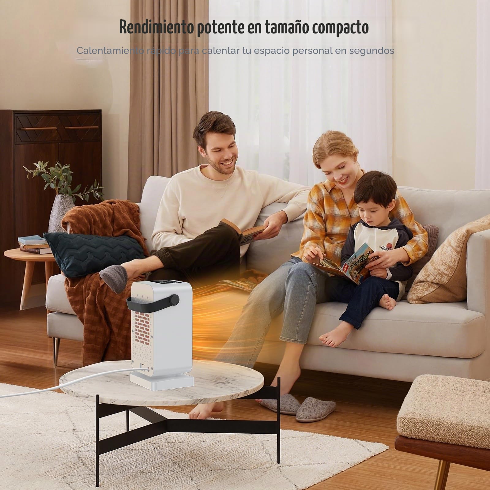 Calefactor Eléctrico 1200W, Mini PTC Cerámico Calefactor con Pantalla LCD, Control Remoto, Termostato, 2 Modos, Temporizador 12H, Protección Contra Sobrecalentamiento, para Oficina, Hogar, Dormitorio