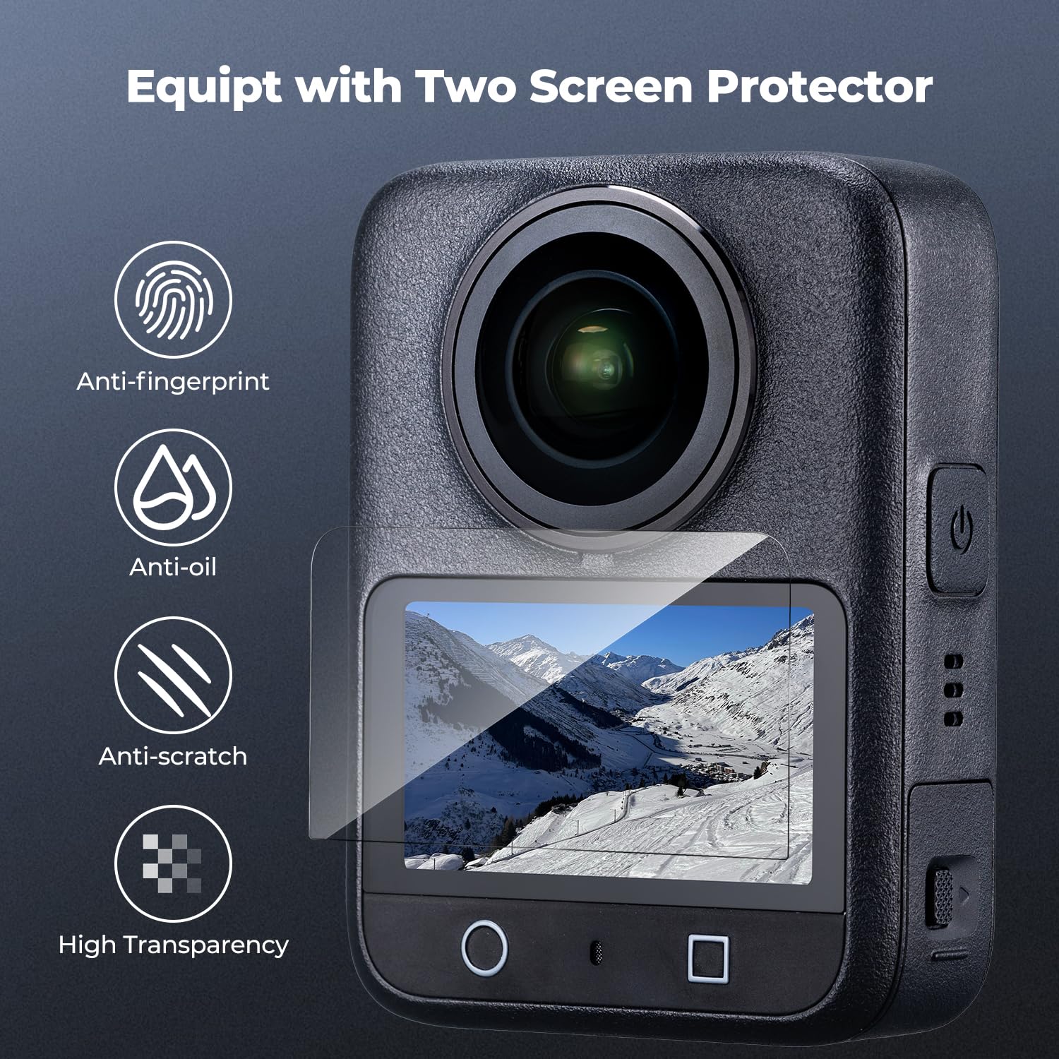 K&F CONCEPT Kit Pellicola Schermo Compatibile con Accessori DJI OSMO 360 - Vetro Temperato Ultra HD con Coprilente in Silicone, Durezza 9H Antimpronte e Antigraffio