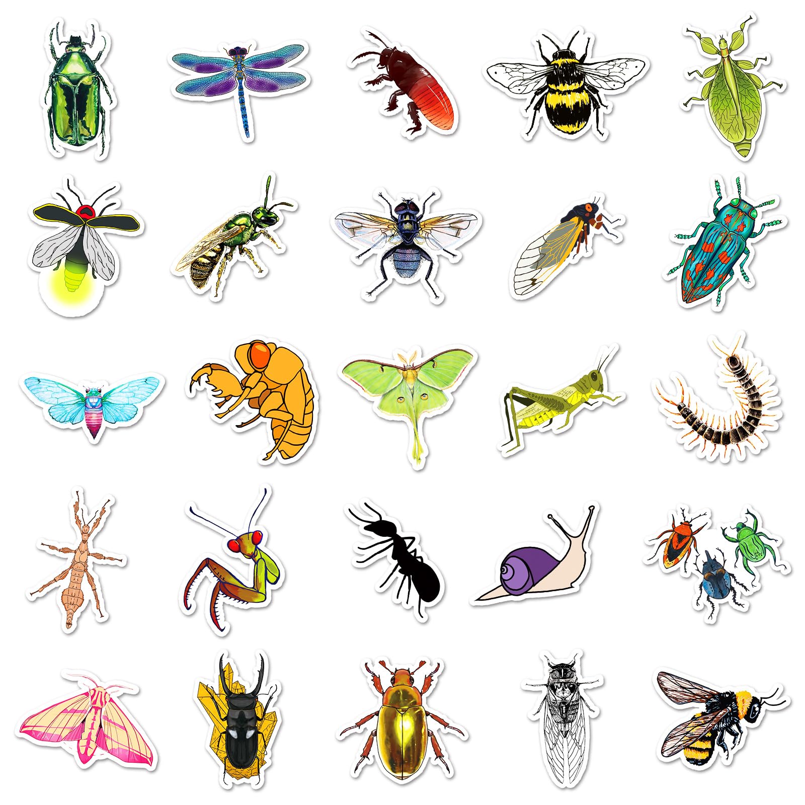 100PCS Insect Stickers for Boys Teens Kids Adults,Colorful Bug Animal Waterproof Decals for Water Bottles Mobile Phone Skateboard Guitar Laptop Luggage Helmet Refrigerator Phone Computer - Image 2