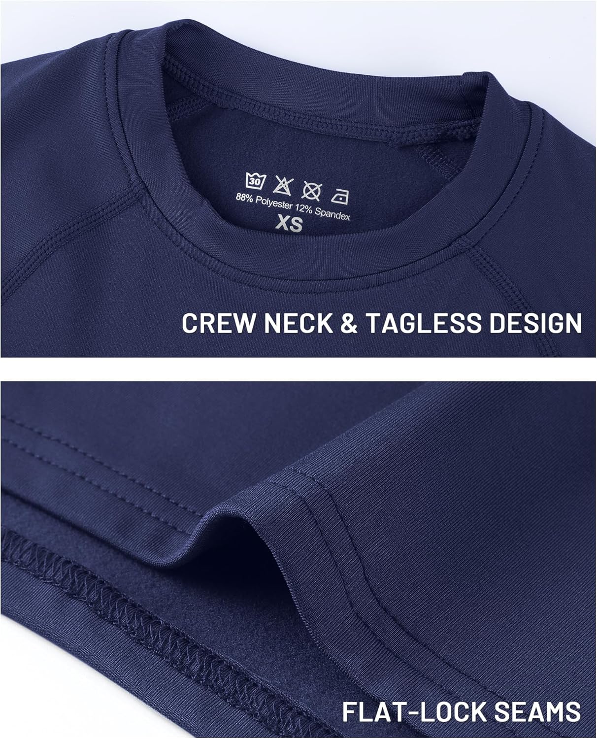 Runhit Youth Boys Compression Thermal Shirt Long Sleeve Fleece Base Layer Undershirt for Football Baseball Soccer Basketball - Image 3