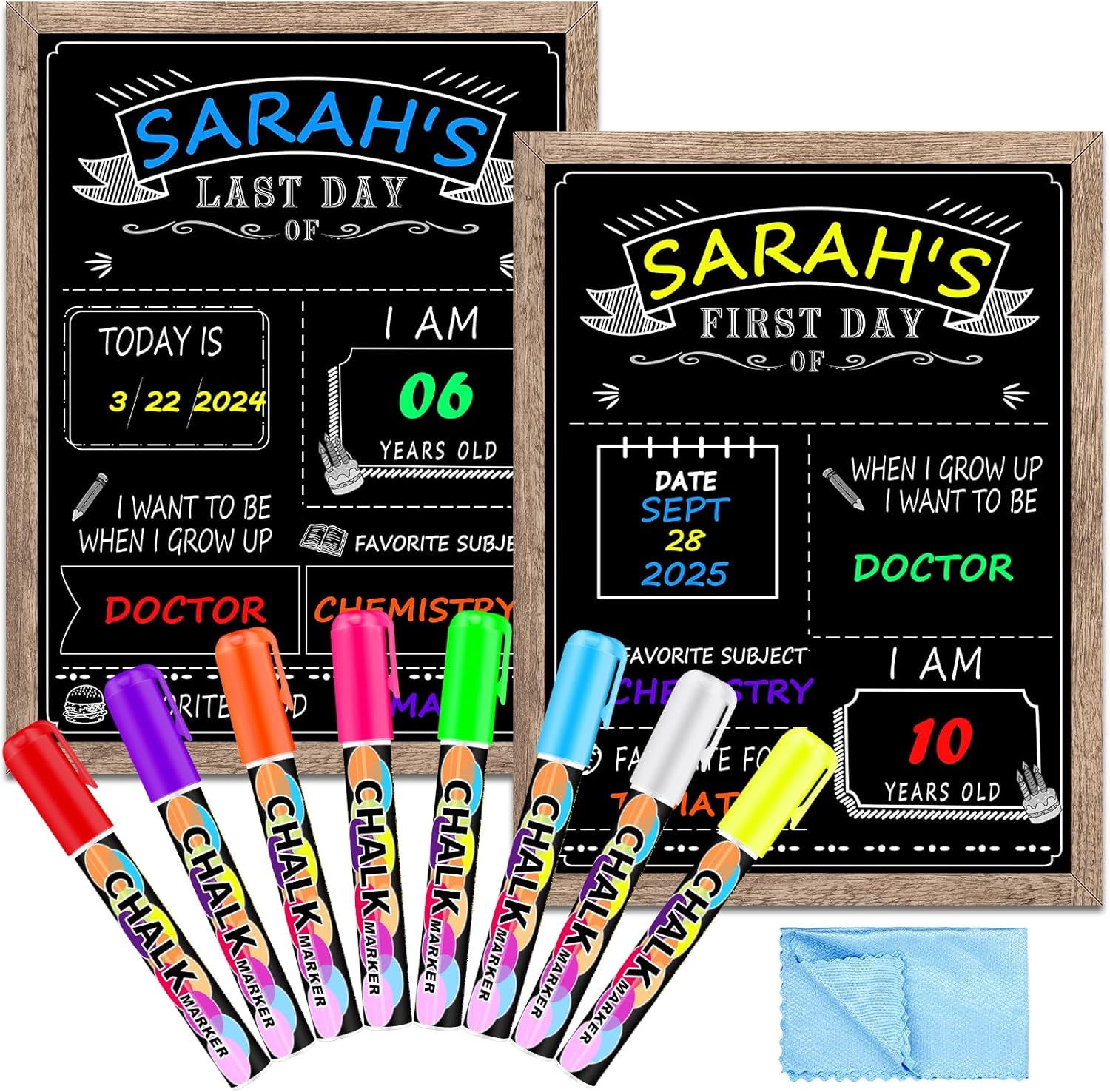 EAONE First Day of School Board 12″ x 16″, Double-Side Printed First Day of School Sign, Wood Frame Back to School Board Sign Chalkboard with 8 Dry Erase Markers & 1 Wipe Cloth for All Grades Student EAONE First Day of School Board 12″ x 16″, Double-Side Printed First Day of School Sign, Wood Frame Back to School Board Sign Chalkboard with 8 Dry Erase Markers & 1 Wipe Cloth for All Grades Student