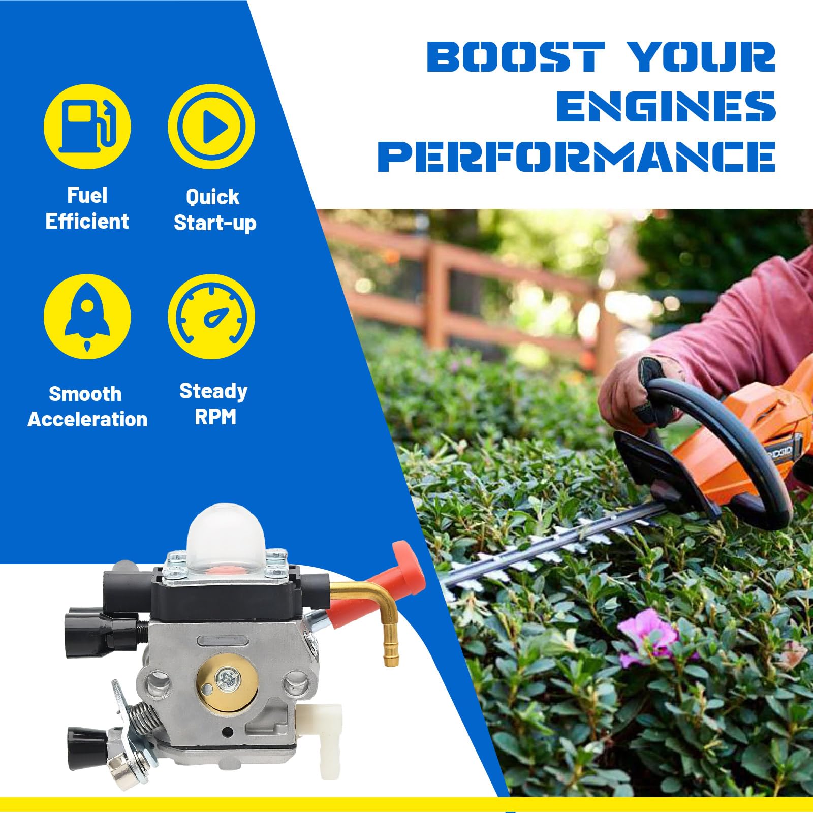 Kit Carburateur Gubeter Compatible Stihl HS81 HS86 - Remplace Zama C1Q-S225 4237 120 0606