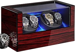 ANWBROAD Watch Winder Automatic Watch Winder with LED Light, Automatic Watch Rotation, 4 Rotators for Watches and Super Silent Motor, JWW011Y