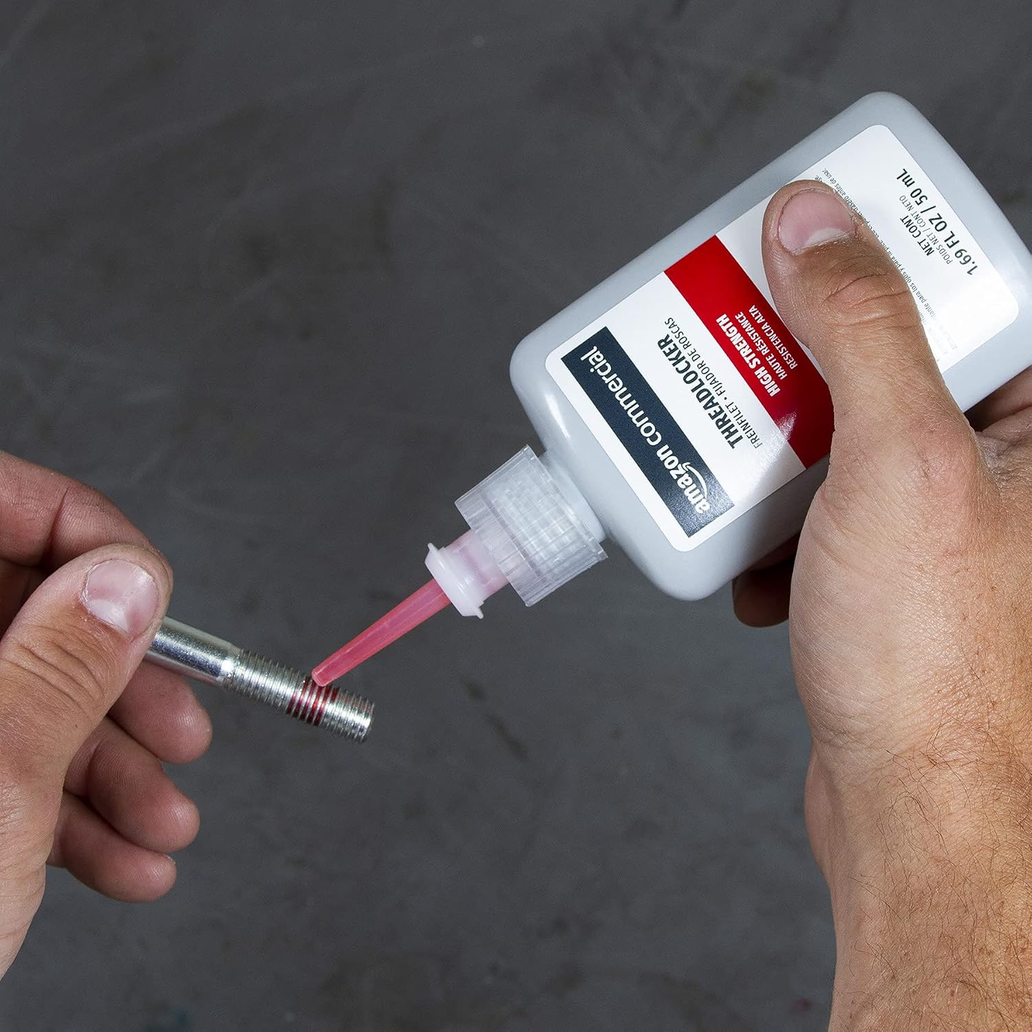 AmazonCommercial High Strength Anaerobic Threadlocker, 50 ml, Red