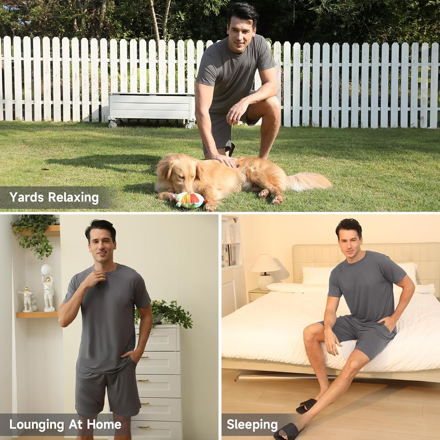 DG Hill Mens Pajamas Set Shorts - Pajama Pants Sleepwear Shorts PJS Sets - Summer Pajamas Cool Pants Short Soft PJS for Men - Image 4