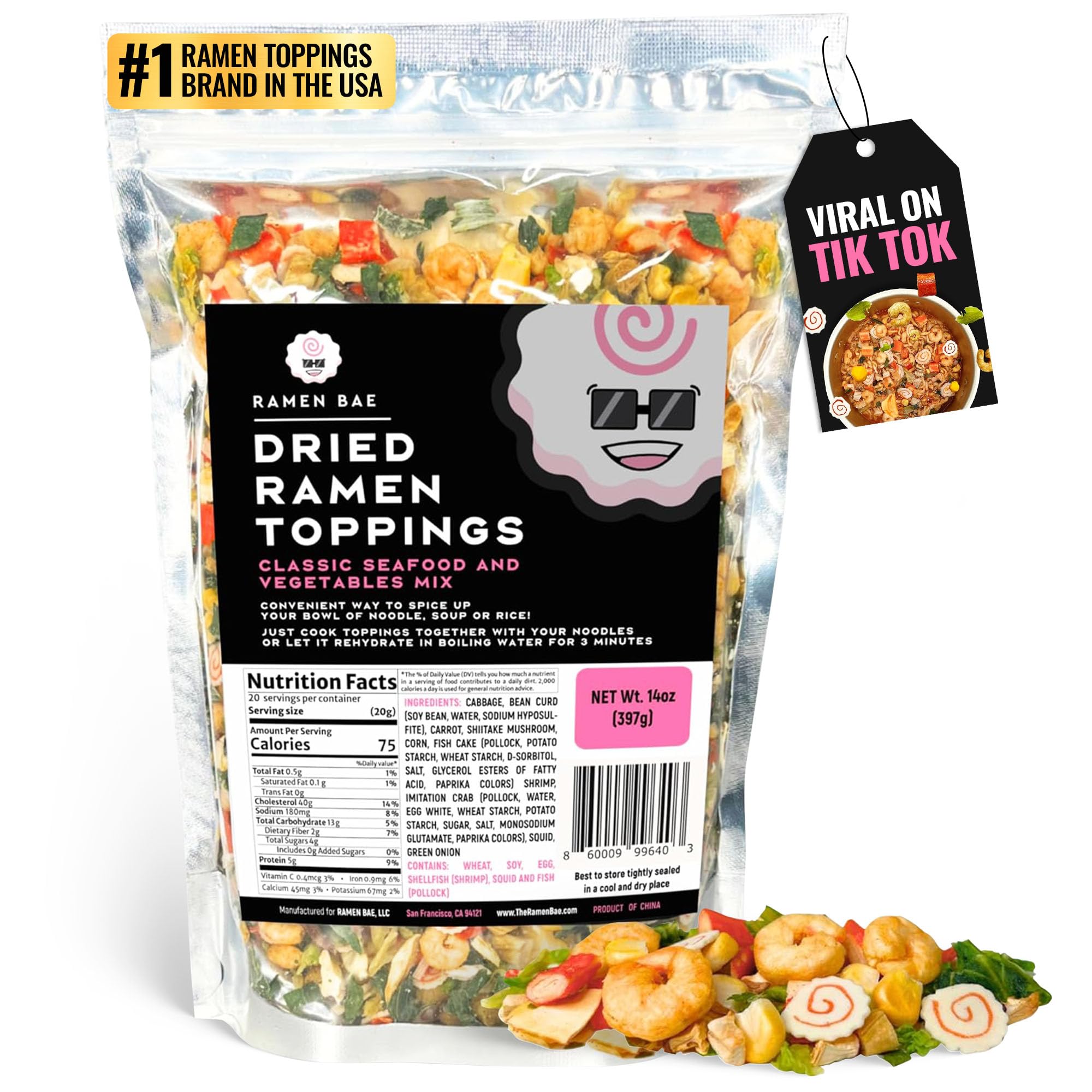 Ramen Bae - The Classic Mix of Seafood and Vegetables, Dry Ramen Dressings, 400ml, Classic Seafood and Vegetable Blend