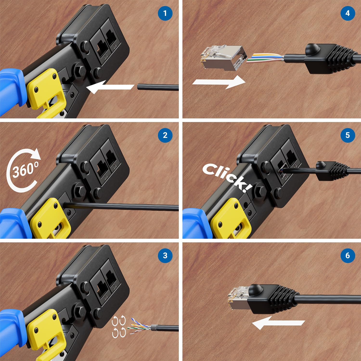 deleyCON 100m Cable de Instalación CAT7 Incl. Alicates para Crimpar Brida para Cables & 50 Conectores RJ45 - S/FTP 600 MHz 10 Gbit/s AWG 26 BC Cobre - Resistente a la Intemperie - Negro | Kit de instalación para exteriores e interiores, incluye crimpadora
