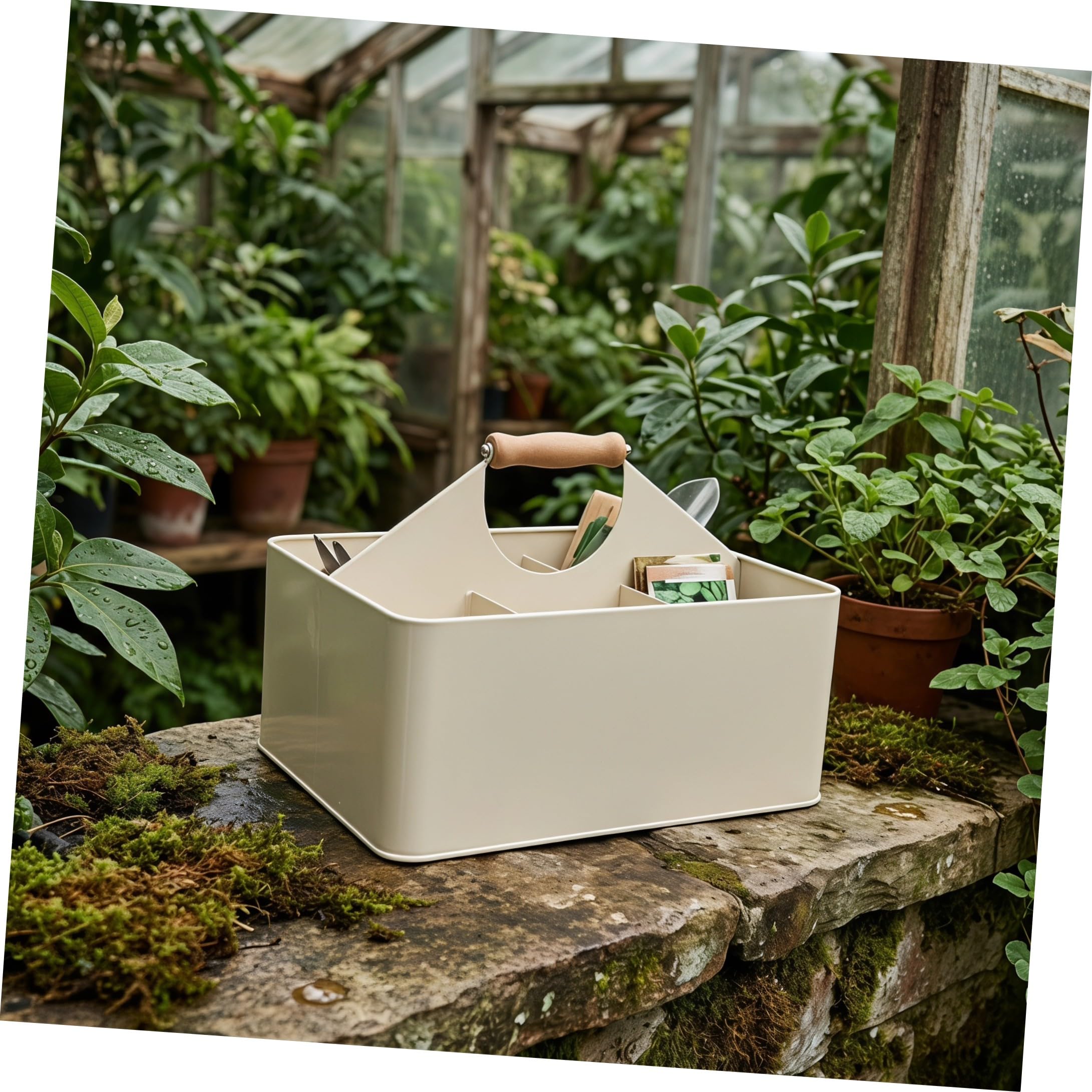 Aufbewahrungsbox Griff mit 4 Fächern Saatgut Metall Garten