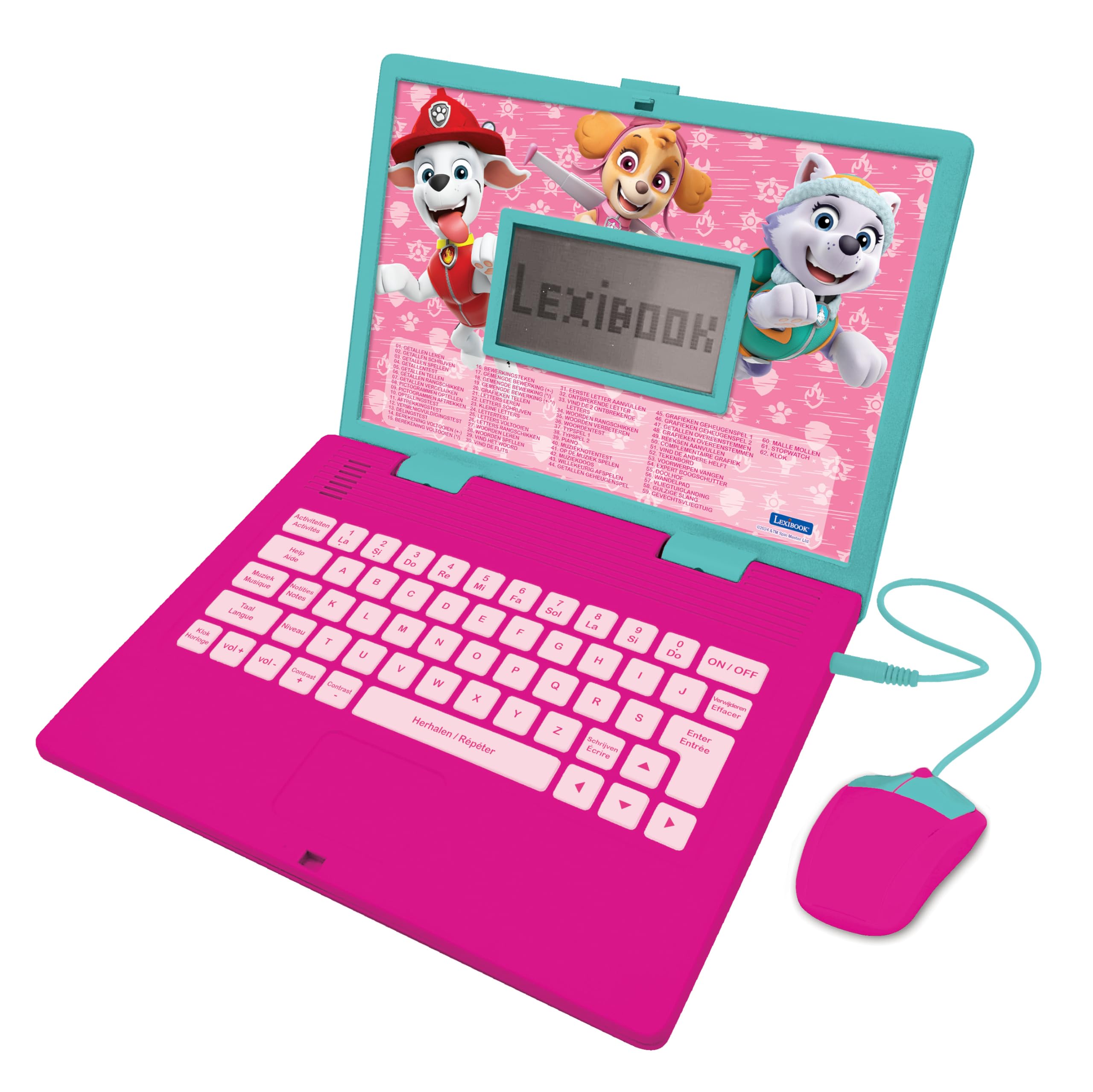 LEXIBOOK Paw Patrol, Educational and bilingual laptop in Dutch/French, Toys for children with 124 activities to learn, play games and music, Pink, JC598PAGi10LXB