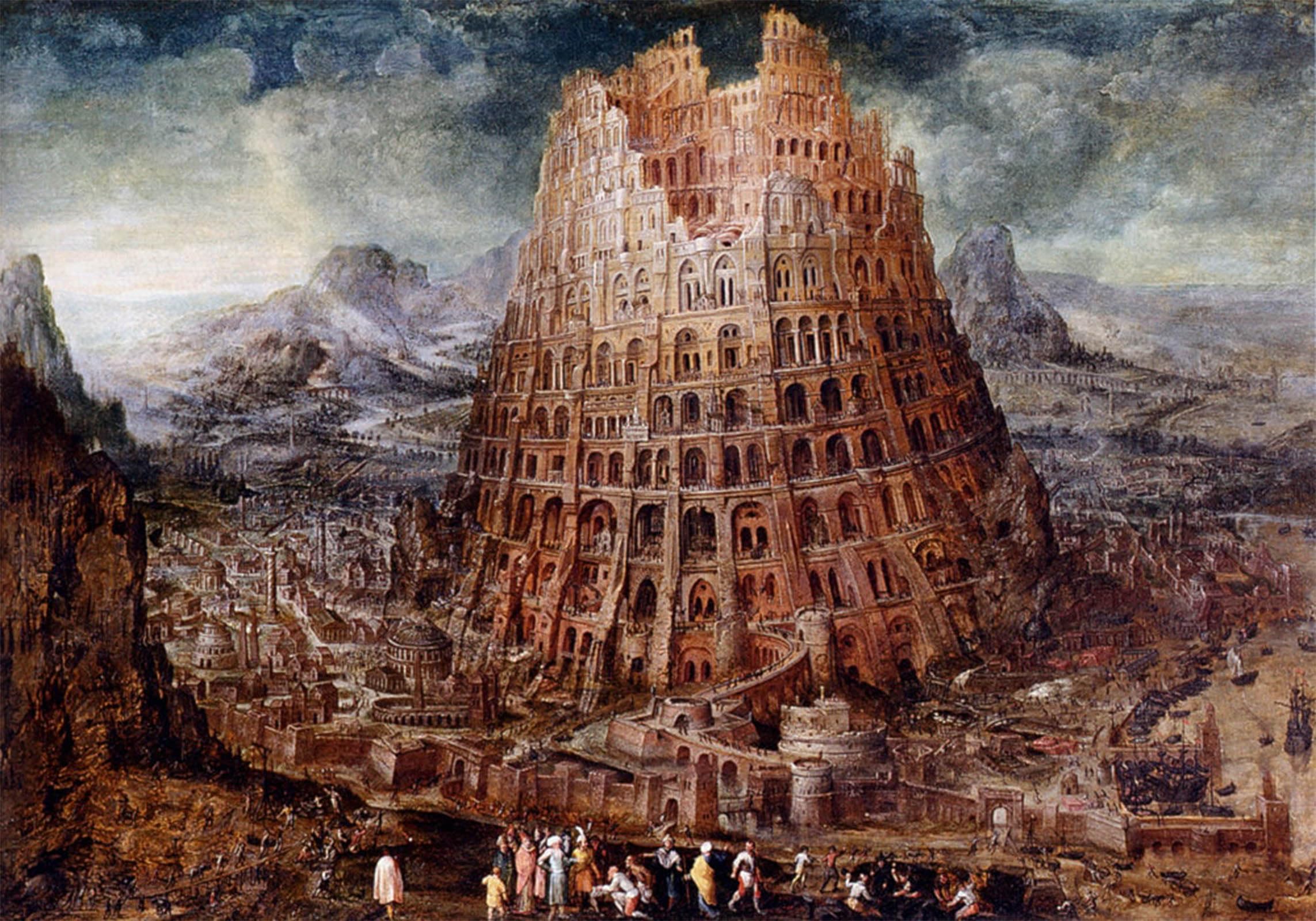 ARTXLXXBN Famous Prints Artwork Pictures Poster Painting Art Tower of Babel by Marten Van Valckenborch I Artwork Landscape Pictures for Home Decor 60x90cm