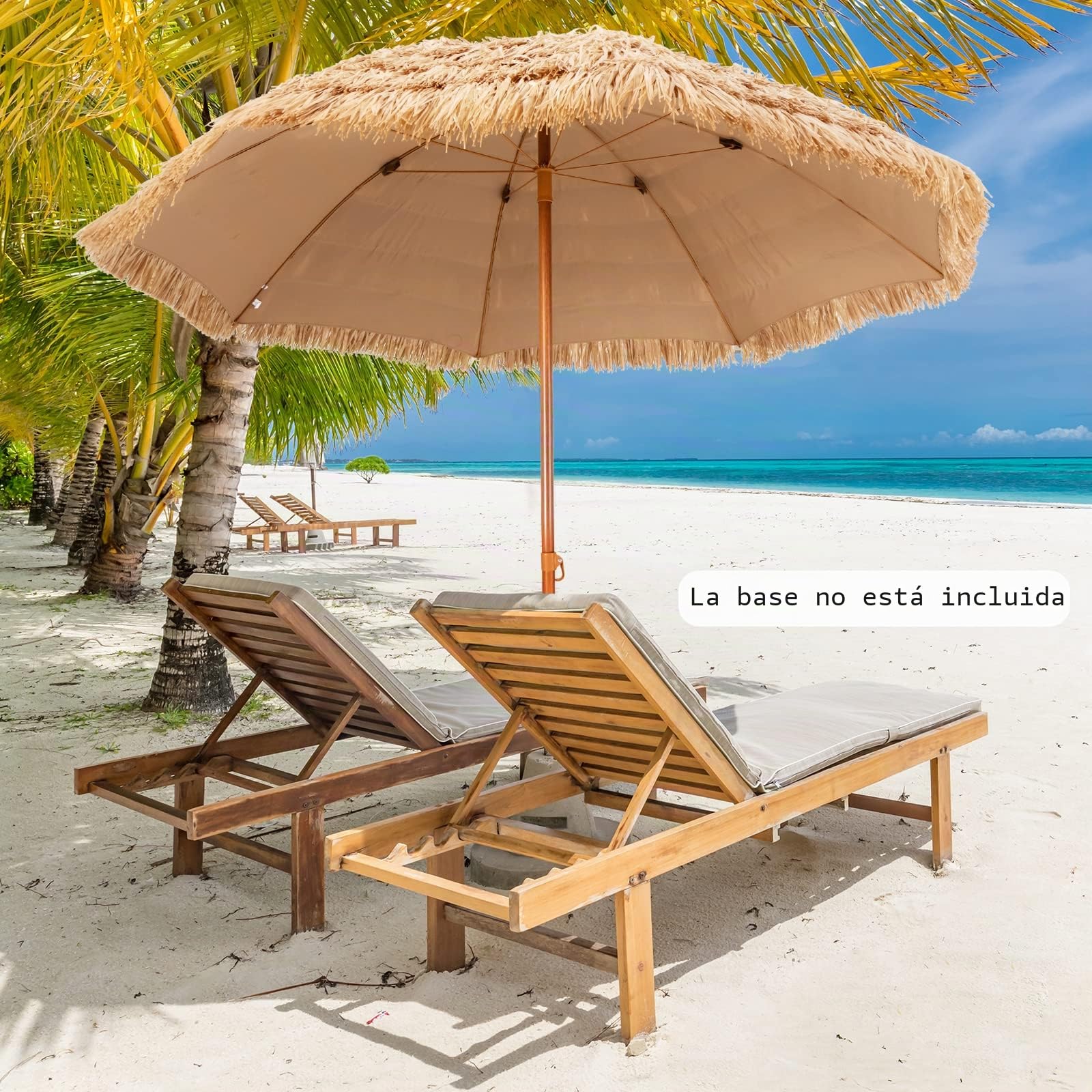 COSTWAY Sombrilla hawaiana, diámetro de 205 cm, sombrilla de paja, sombrilla de jardín, sombrilla de paja, sombrilla de mercado, sombrilla de terraza para jardín, balcón, playa