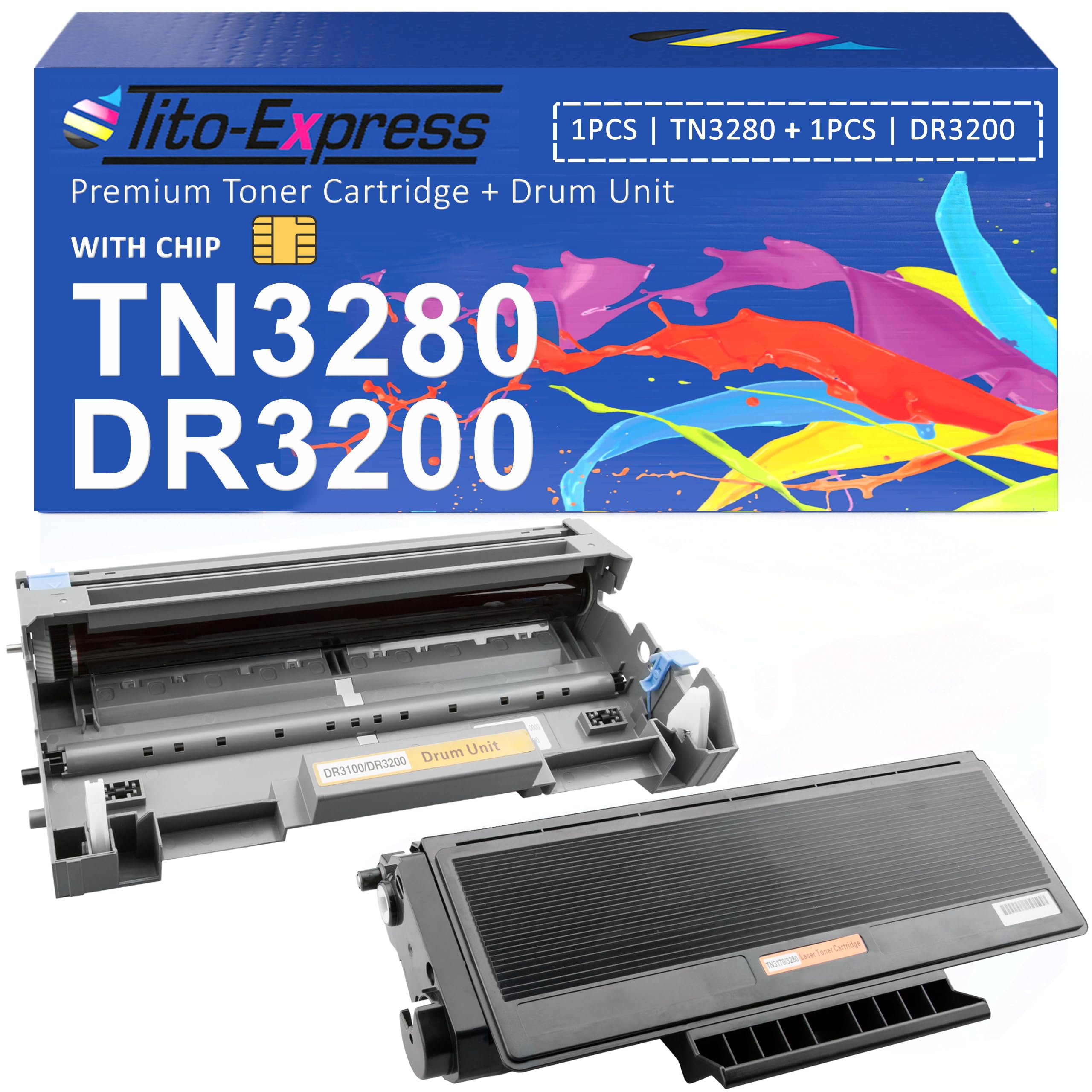 Toner TN3280 e tamburo DR3200, compatibili con Brother MFC-8880DN MFC-8380DN HL-5340D HL-5380DN HL-5340DL HL-5350DNLT HL-5370DWT DCP-8085DN DCP-8080DN DCP-8380DN, nero, confezione da 2